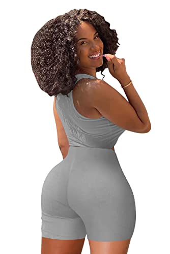 GOBLES Women's Sexy 2 Piece Outfits Sleeveless Crop Top With Shorts Jumpsuits
