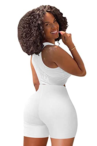 GOBLES Women's Sexy 2 Piece Outfits Sleeveless Crop Top With Shorts Jumpsuits