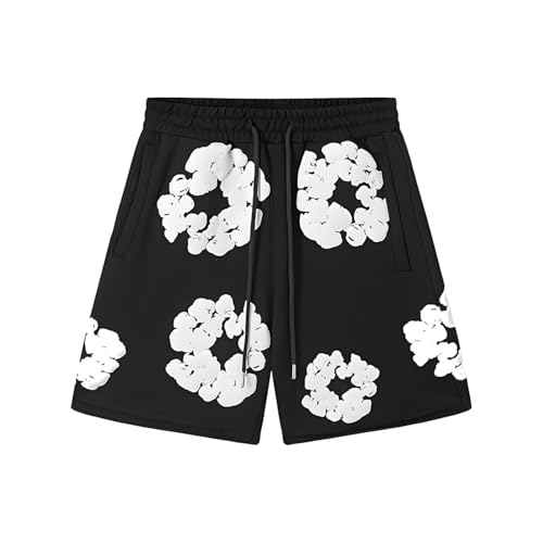Foam Print, Shorts Made of Pure Cotton Material, Denim Tears Summer Shorts, Summer T-Shirt, Unisex Casual, Shorts