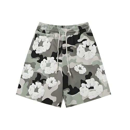 Foam Print, Shorts Made of Pure Cotton Material, Denim Tears Summer Shorts, Summer T-Shirt, Unisex Casual, Shorts