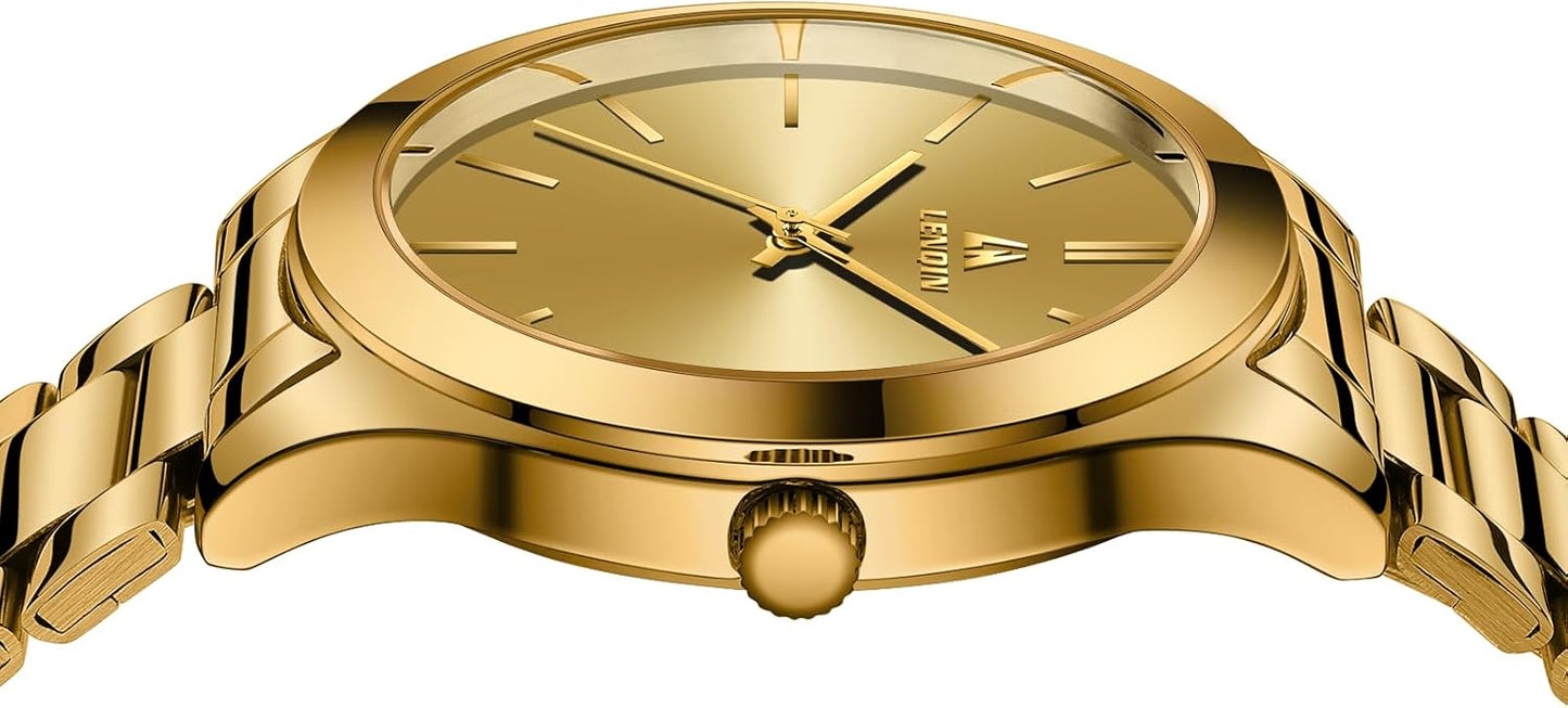 LN LENQIN Mens Watches Waterproof Stainless Steel Watch for Men Analog Quartz Fashion Business Designer Wristwatch
