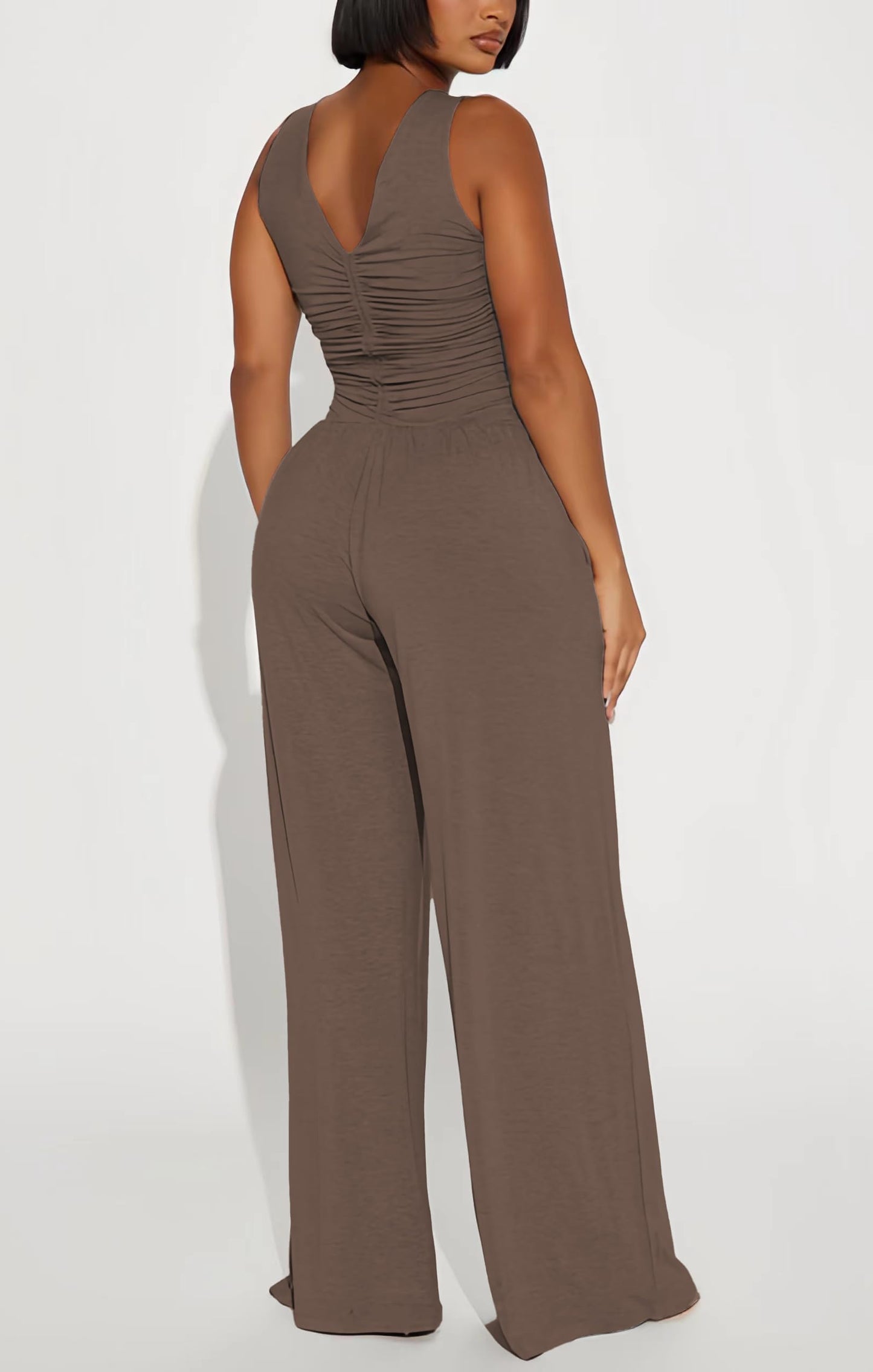 Jumpsuits for Women Dressy Casual Wide Leg Rompers Pants One Piece Suits Sleeveless High Waist Vacation Party Club