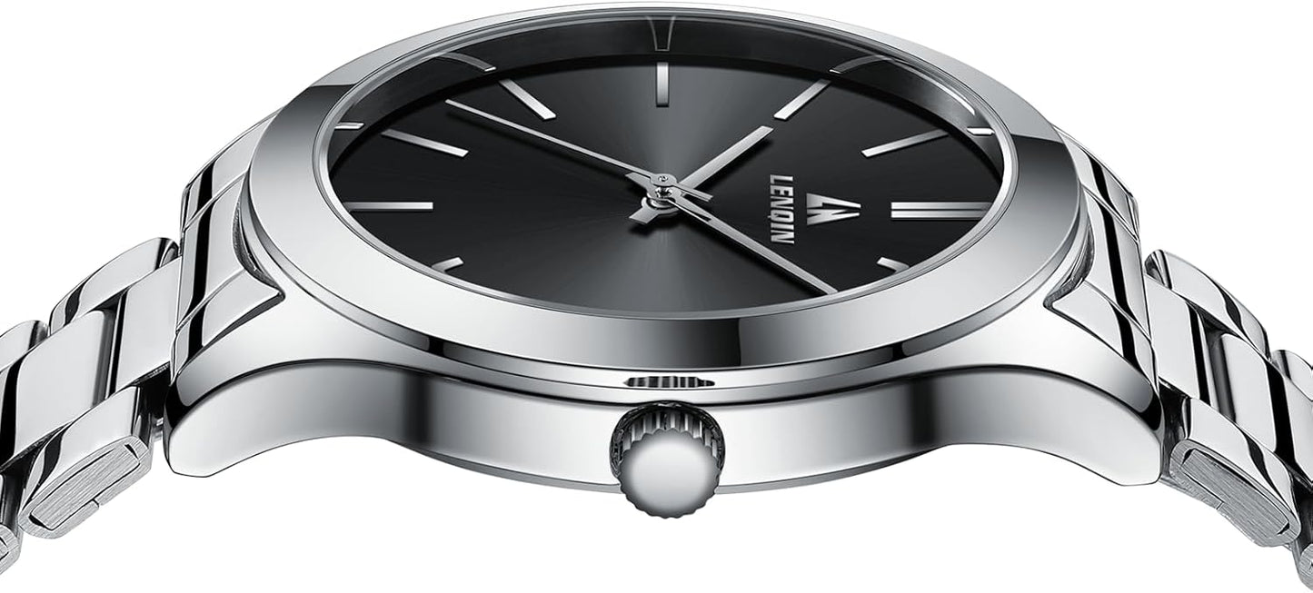 LN LENQIN Mens Watches Waterproof Stainless Steel Watch for Men Analog Quartz Fashion Business Designer Wristwatch