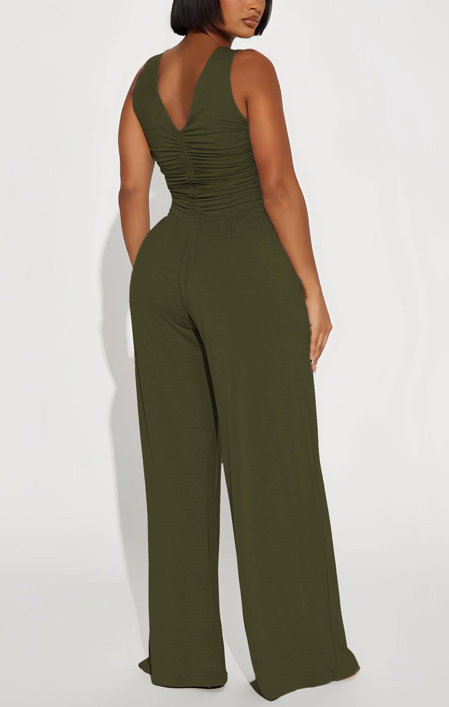 Jumpsuits for Women Dressy Casual Wide Leg Rompers Pants One Piece Suits Sleeveless High Waist Vacation Party Club
