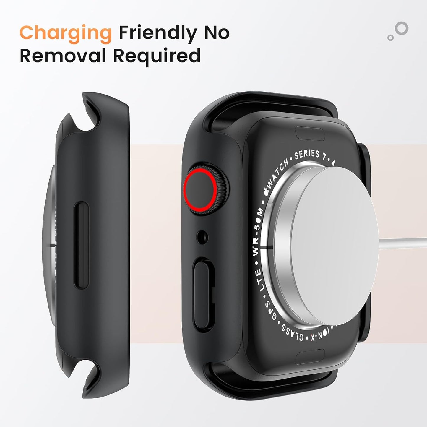 Goton Waterproof Privacy Case for Apple Watch Series 10 SE 9 8 7 6 5 4 Ultra 2 Ultra, Hard PC Bumper Tempered Glass Screen Protector for iWatch Cover Accessories, 46mm Matte Black