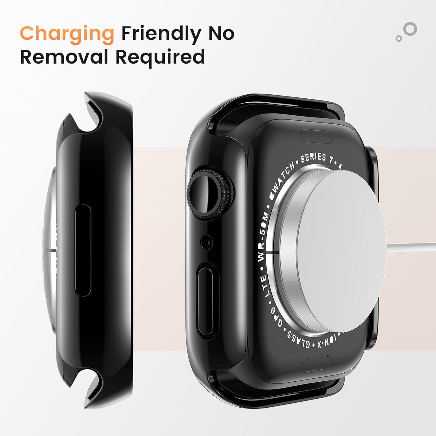 Goton Waterproof Privacy Case for Apple Watch Series 10 SE 9 8 7 6 5 4 Ultra 2 Ultra, Hard PC Bumper Tempered Glass Screen Protector for iWatch Cover Accessories, 46mm Matte Black