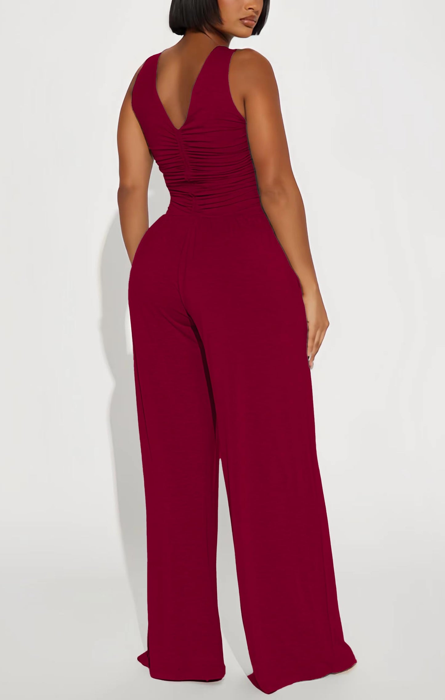 Jumpsuits for Women Dressy Casual Wide Leg Rompers Pants One Piece Suits Sleeveless High Waist Vacation Party Club