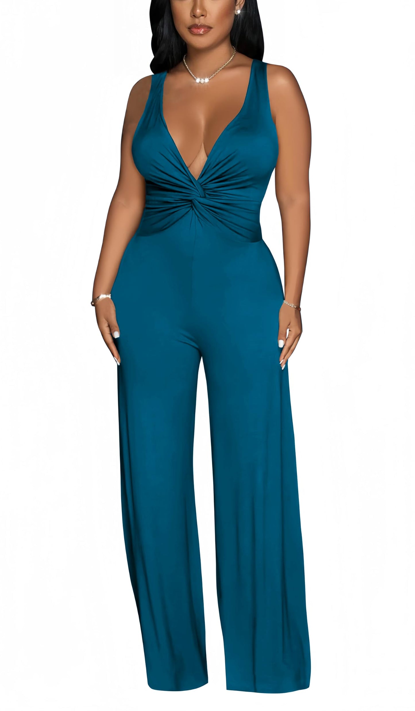 Jumpsuits for Women Dressy Casual Wide Leg Rompers Pants One Piece Suits Sleeveless High Waist Vacation Party Club