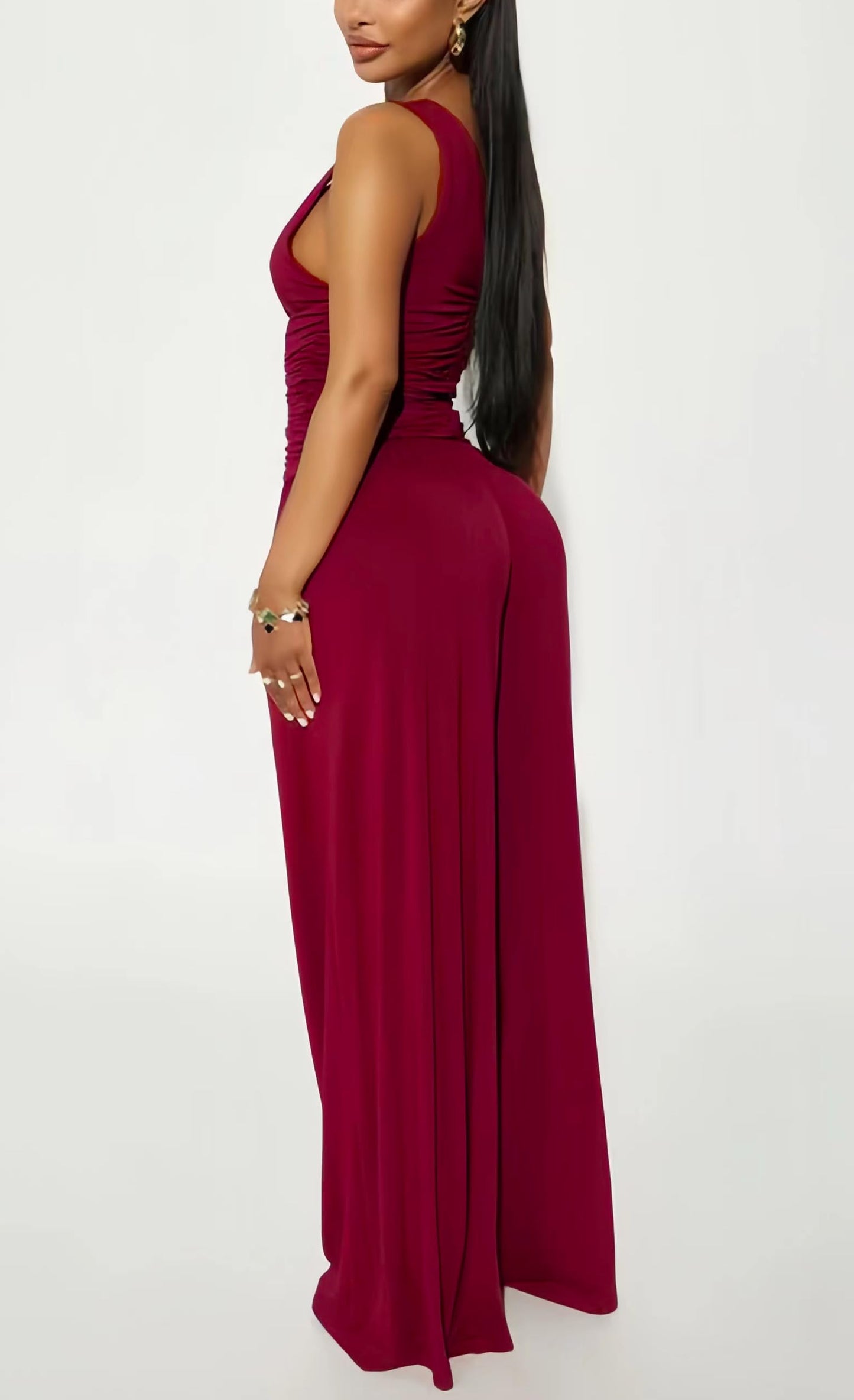 Jumpsuits for Women Dressy Casual Wide Leg Rompers Pants One Piece Suits Sleeveless High Waist Vacation Party Club