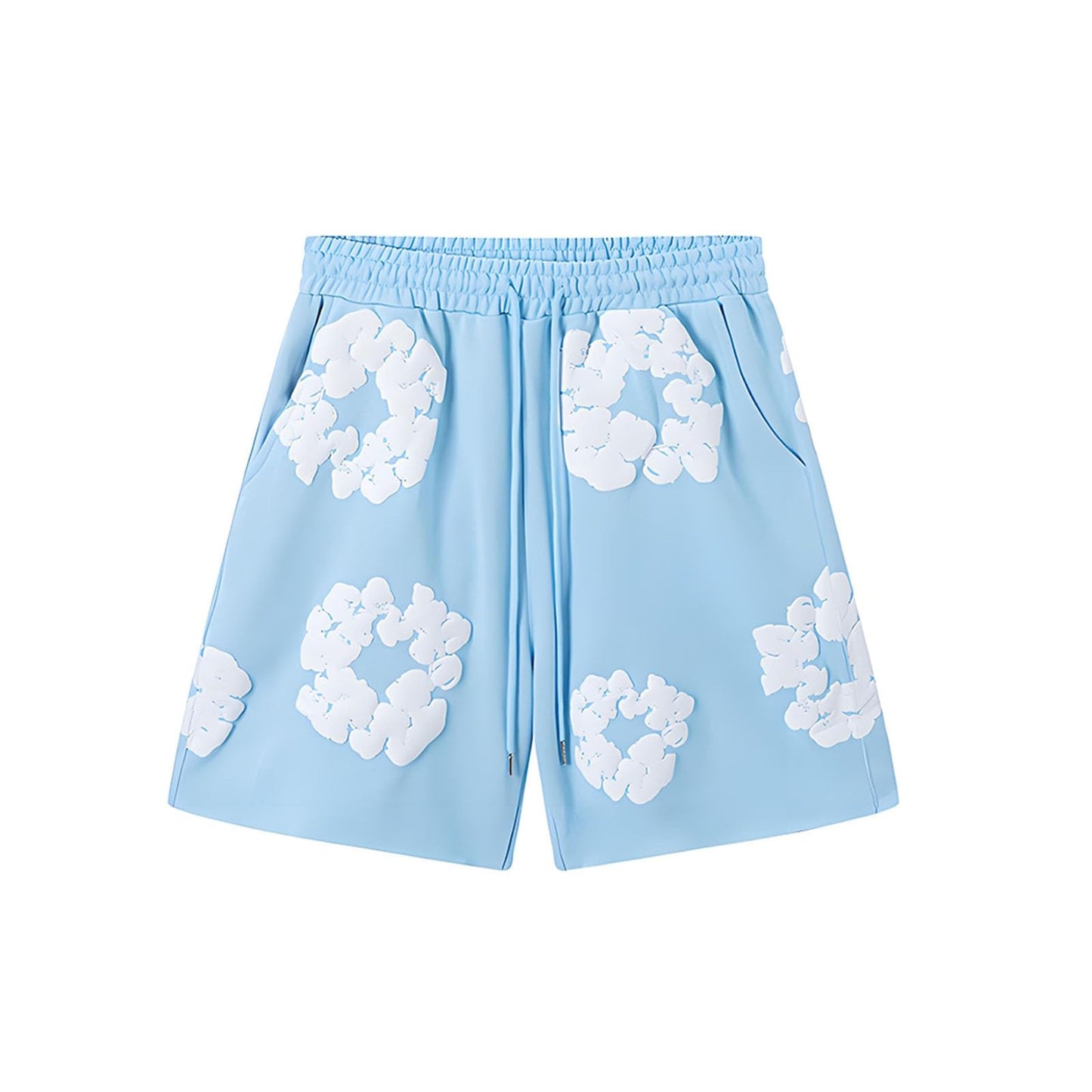 Foam Print, Shorts Made of Pure Cotton Material, Denim Tears Summer Shorts, Summer T-Shirt, Unisex Casual, Shorts