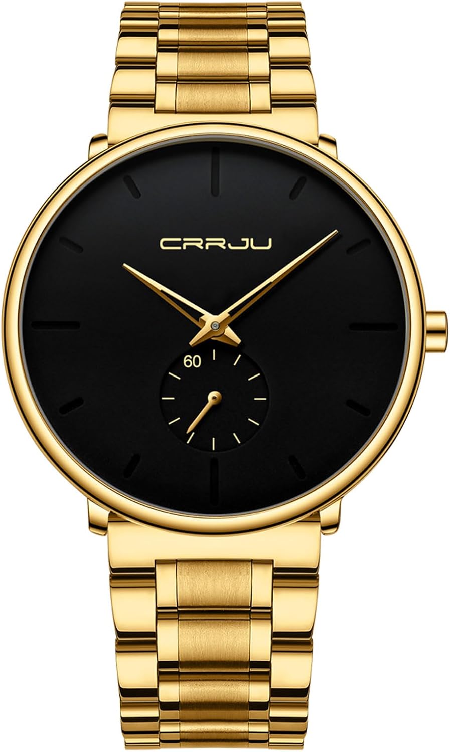 Mens Watches Ultra-Thin Minimalist Waterproof-Fashion Wrist Watch for Men Unisex Dress with Stainless Steel Band-Black Hands