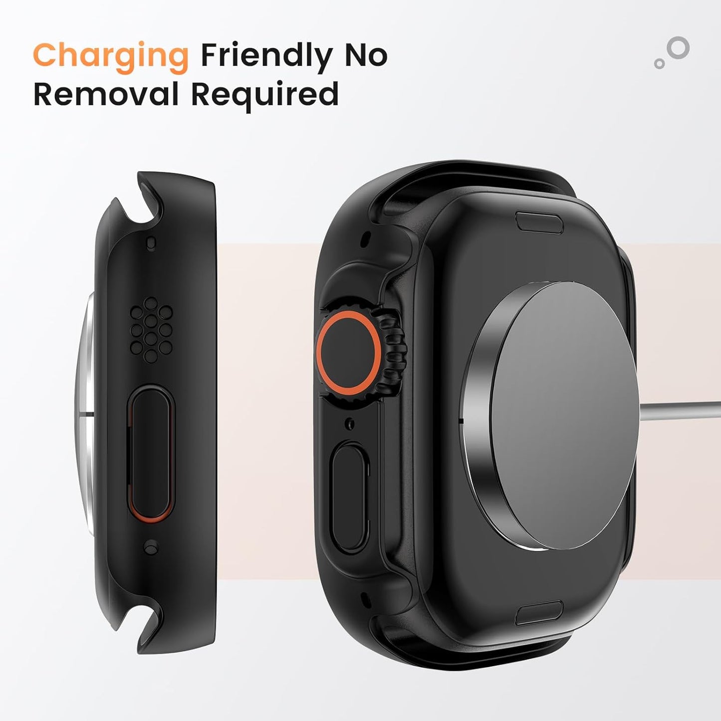 Goton Waterproof Privacy Case for Apple Watch Series 10 SE 9 8 7 6 5 4 Ultra 2 Ultra, Hard PC Bumper Tempered Glass Screen Protector for iWatch Cover Accessories, 46mm Matte Black