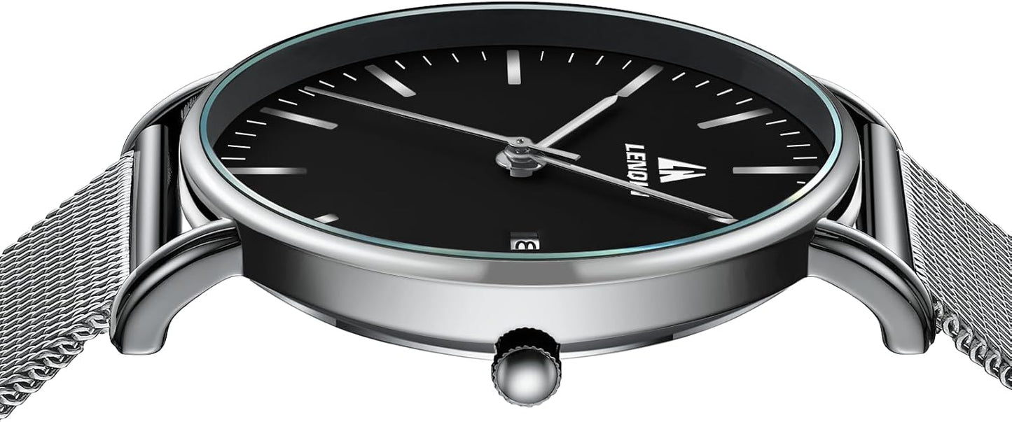 LN LENQIN Mens Watches Waterproof Stainless Steel Watch for Men Analog Quartz Fashion Business Designer Wristwatch