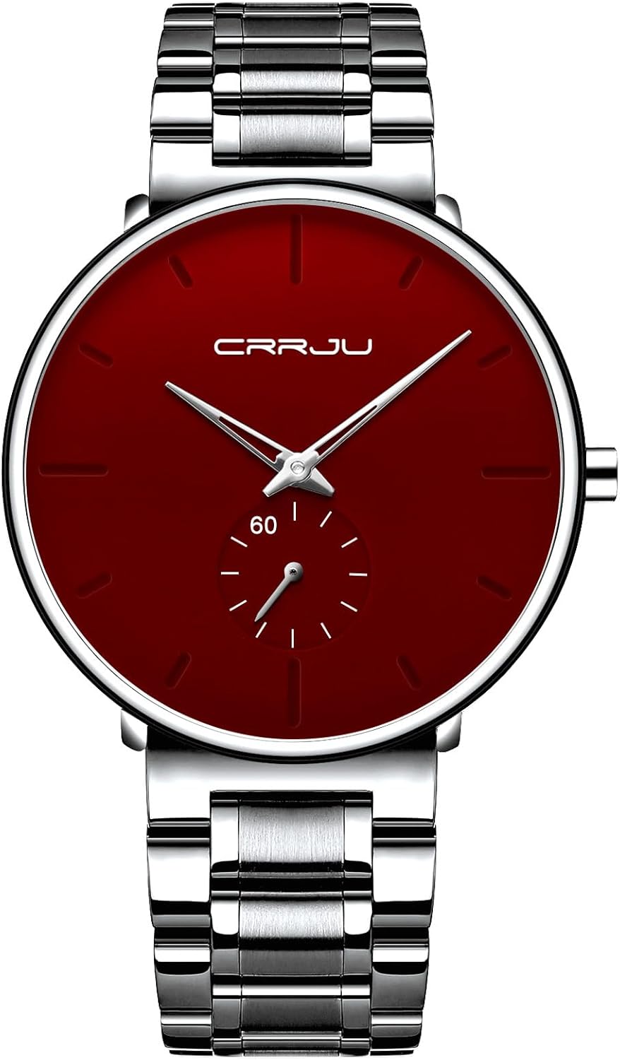 Mens Watches Ultra-Thin Minimalist Waterproof-Fashion Wrist Watch for Men Unisex Dress with Stainless Steel Band-Black Hands