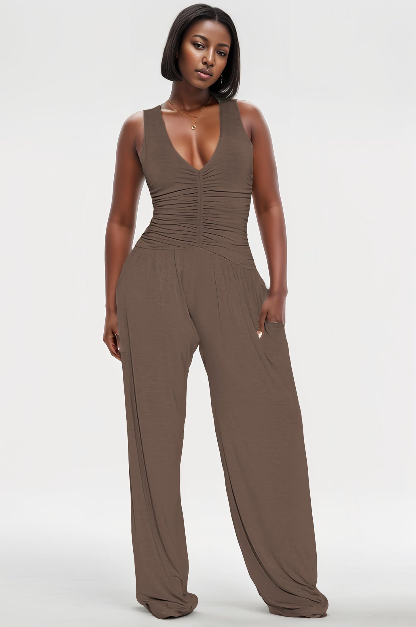 Jumpsuits for Women Dressy Casual Wide Leg Rompers Pants One Piece Suits Sleeveless High Waist Vacation Party Club