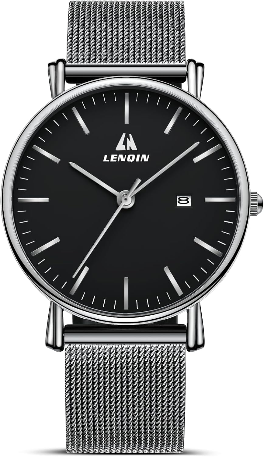 LN LENQIN Mens Watches Waterproof Stainless Steel Watch for Men Analog Quartz Fashion Business Designer Wristwatch