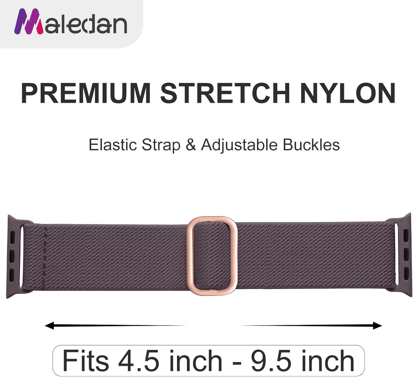 Maledan 10 Pack Stretchy Solo Loop Compatible with Apple Watch Band 40mm 38mm 41mm 42mm 44mm 45mm 46mm 49mm Women Men,Soft Nylon Elastic Strap Wristband for iWatch Series 10 9 8 7 6 5 4 3 2 1 SE Ultra