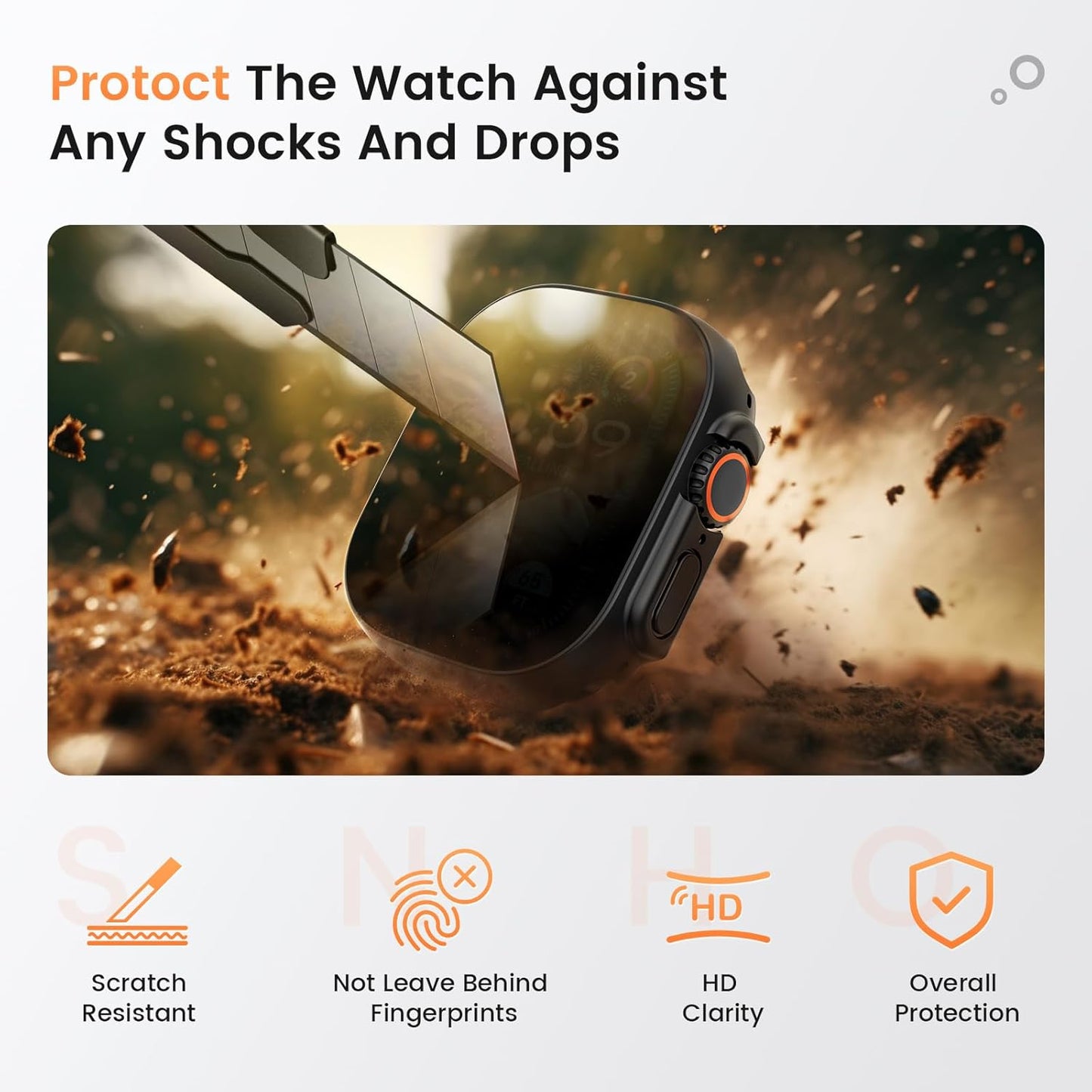 Goton Waterproof Privacy Case for Apple Watch Series 10 SE 9 8 7 6 5 4 Ultra 2 Ultra, Hard PC Bumper Tempered Glass Screen Protector for iWatch Cover Accessories, 46mm Matte Black