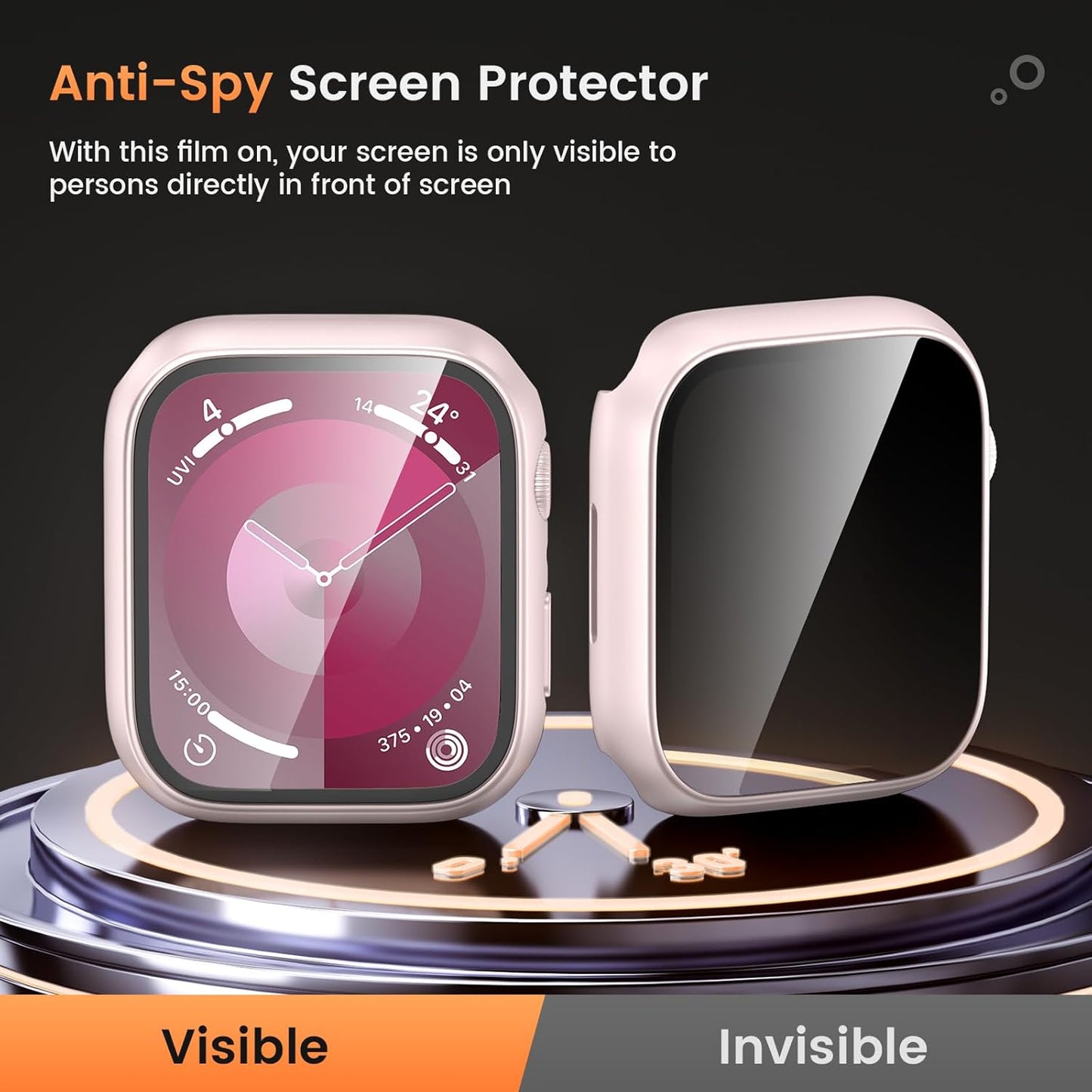 Goton Waterproof Privacy Case for Apple Watch Series 10 SE 9 8 7 6 5 4 Ultra 2 Ultra, Hard PC Bumper Tempered Glass Screen Protector for iWatch Cover Accessories, 46mm Matte Black