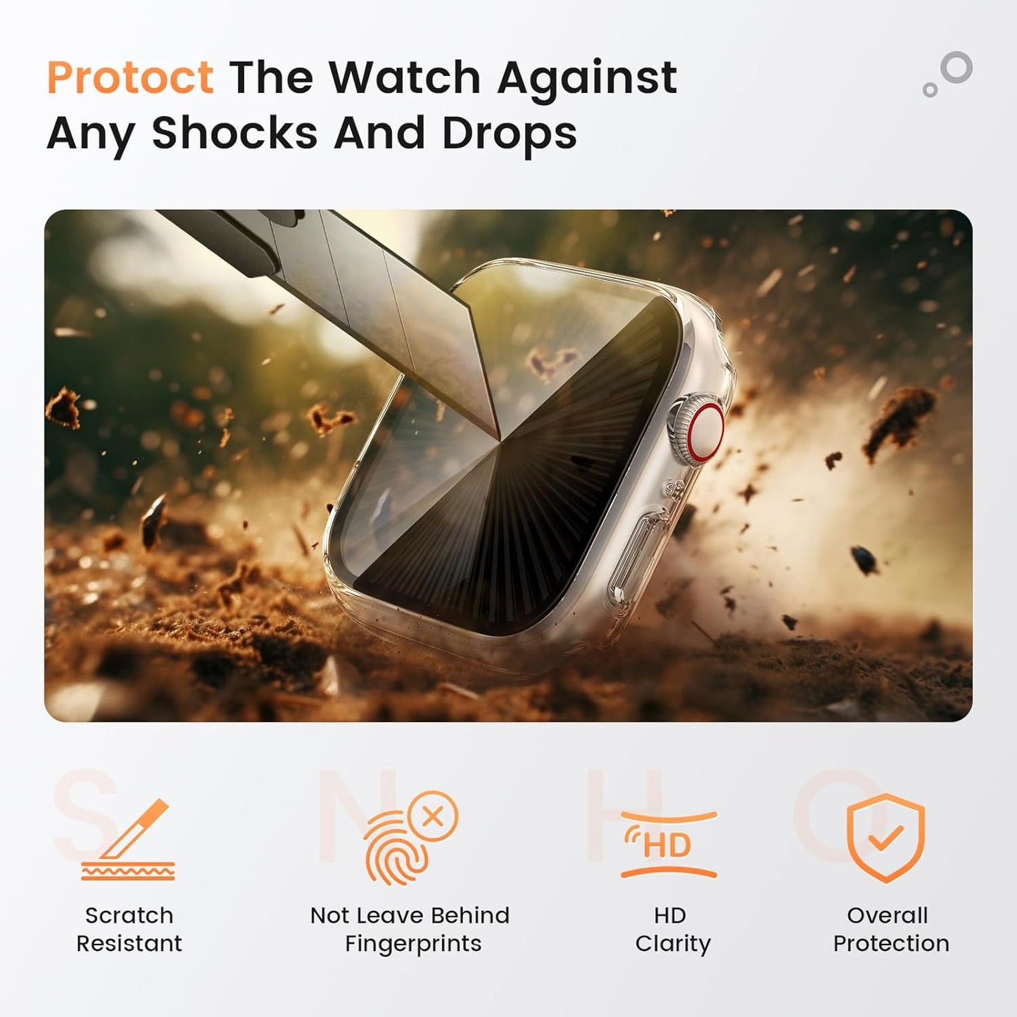 Goton Waterproof Privacy Case for Apple Watch Series 10 SE 9 8 7 6 5 4 Ultra 2 Ultra, Hard PC Bumper Tempered Glass Screen Protector for iWatch Cover Accessories, 46mm Matte Black