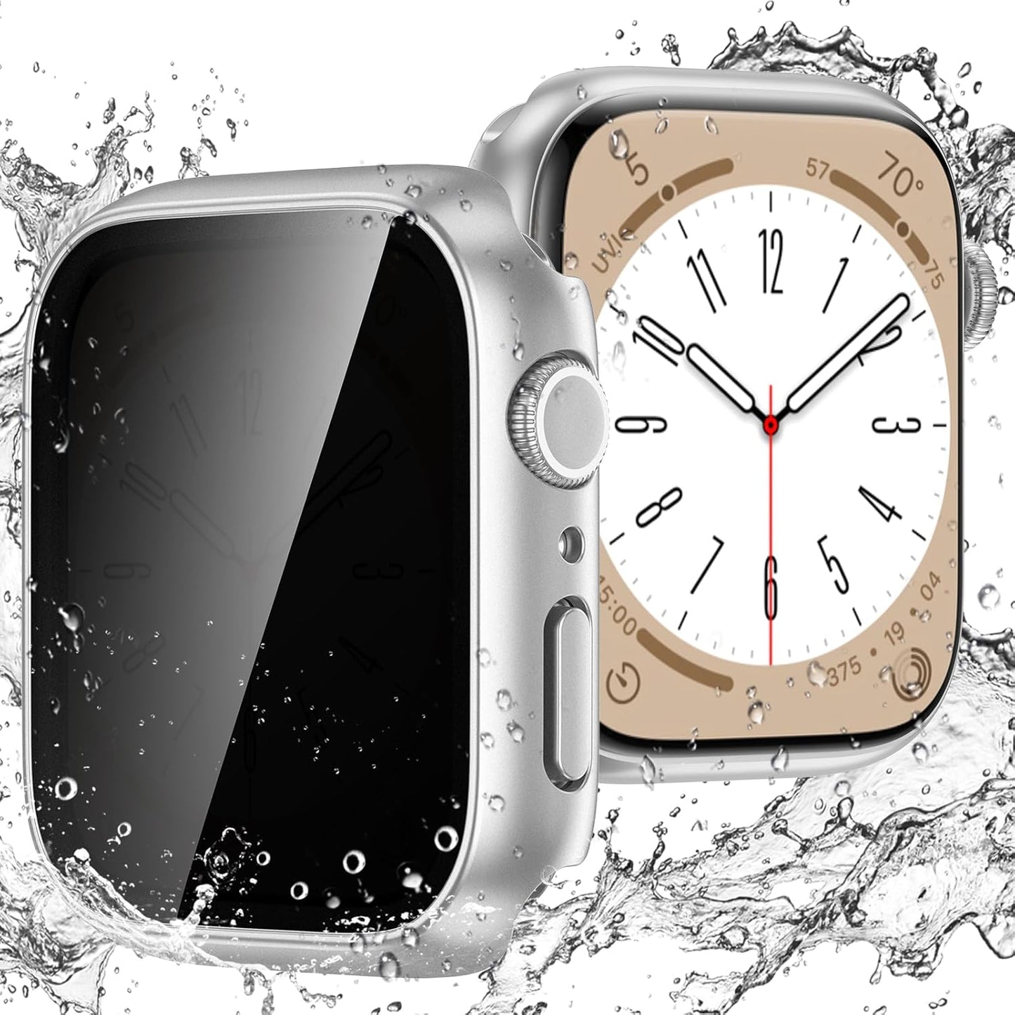 Goton Waterproof Privacy Case for Apple Watch Series 10 SE 9 8 7 6 5 4 Ultra 2 Ultra, Hard PC Bumper Tempered Glass Screen Protector for iWatch Cover Accessories, 46mm Matte Black