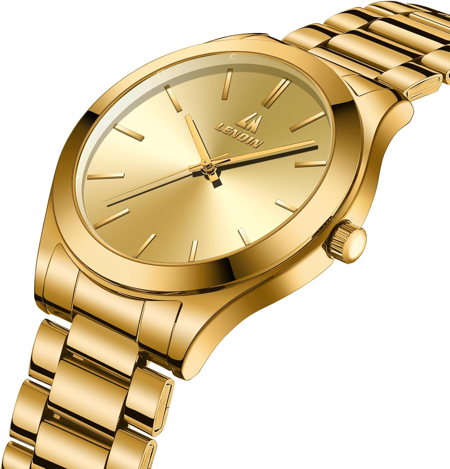 LN LENQIN Mens Watches Waterproof Stainless Steel Watch for Men Analog Quartz Fashion Business Designer Wristwatch