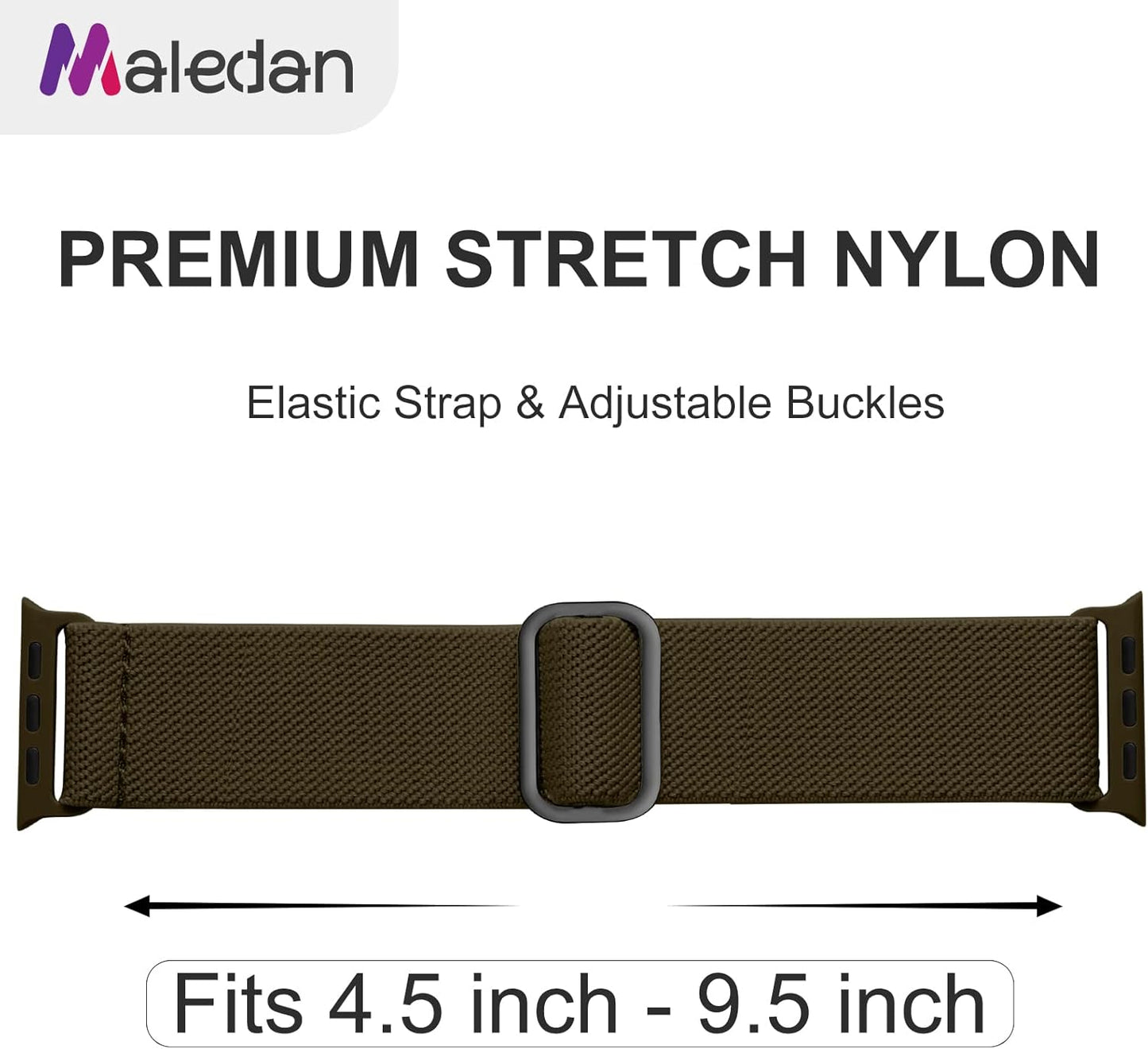 Maledan 10 Pack Stretchy Solo Loop Compatible with Apple Watch Band 40mm 38mm 41mm 42mm 44mm 45mm 46mm 49mm Women Men,Soft Nylon Elastic Strap Wristband for iWatch Series 10 9 8 7 6 5 4 3 2 1 SE Ultra