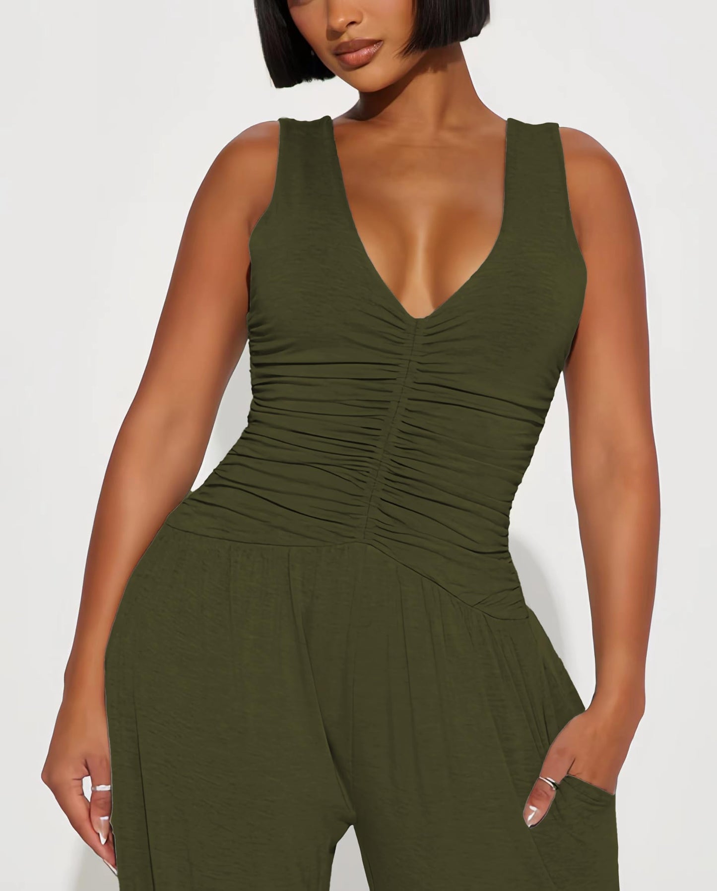 Jumpsuits for Women Dressy Casual Wide Leg Rompers Pants One Piece Suits Sleeveless High Waist Vacation Party Club