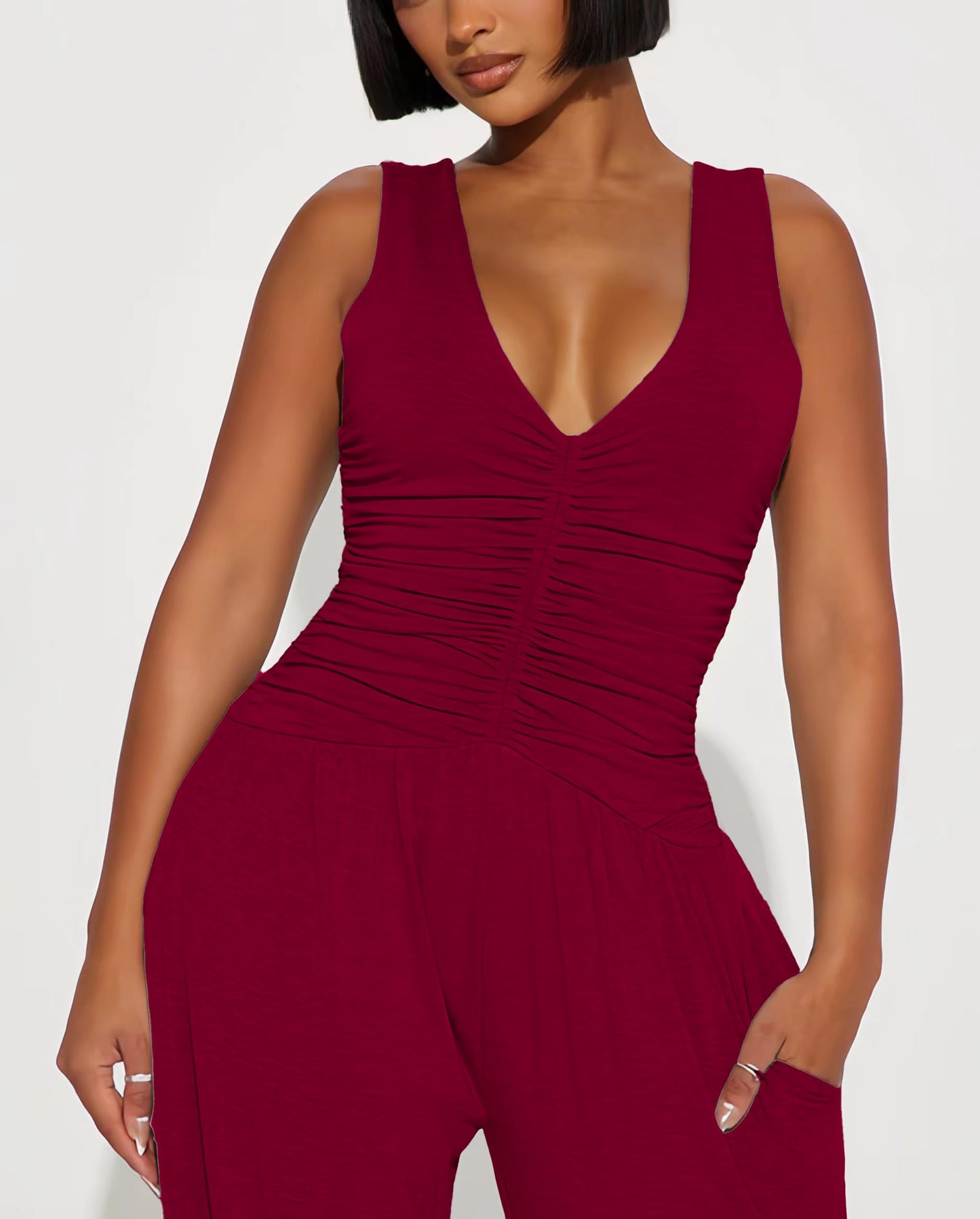 Jumpsuits for Women Dressy Casual Wide Leg Rompers Pants One Piece Suits Sleeveless High Waist Vacation Party Club