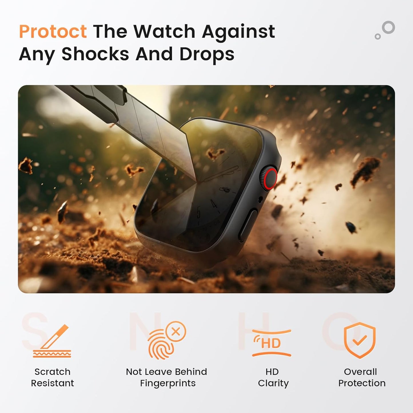 Goton Waterproof Privacy Case for Apple Watch Series 10 SE 9 8 7 6 5 4 Ultra 2 Ultra, Hard PC Bumper Tempered Glass Screen Protector for iWatch Cover Accessories, 46mm Matte Black