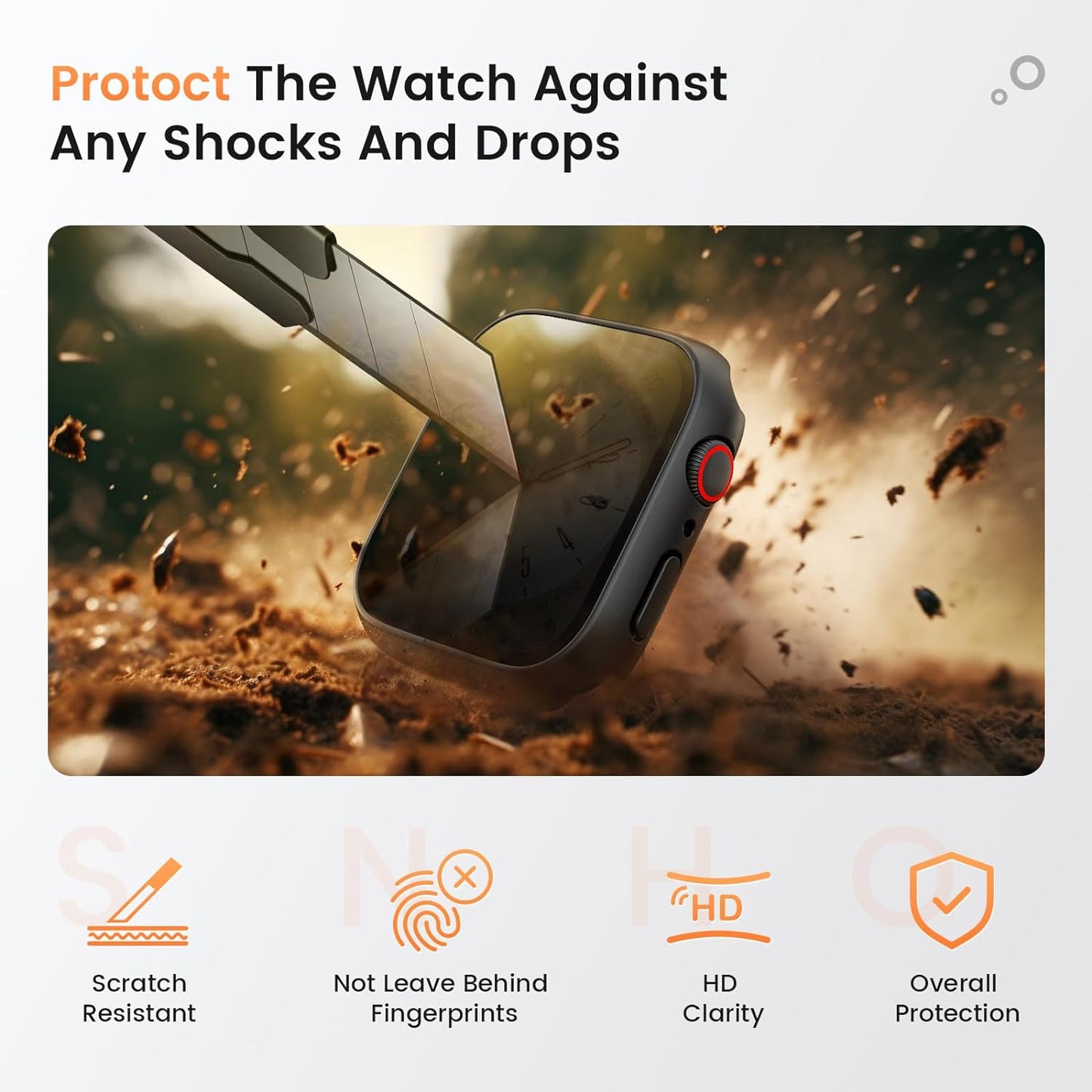 Goton Waterproof Privacy Case for Apple Watch Series 10 SE 9 8 7 6 5 4 Ultra 2 Ultra, Hard PC Bumper Tempered Glass Screen Protector for iWatch Cover Accessories, 46mm Matte Black