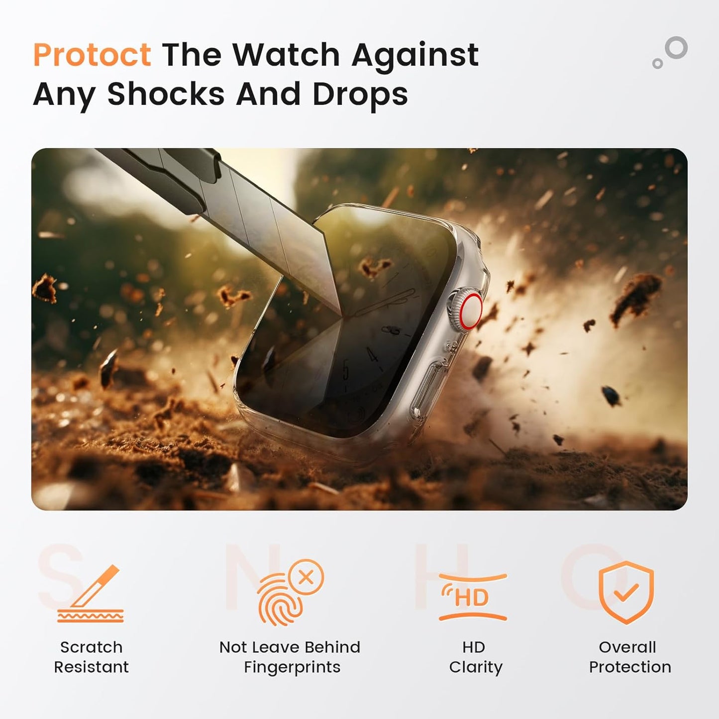 Goton Waterproof Privacy Case for Apple Watch Series 10 SE 9 8 7 6 5 4 Ultra 2 Ultra, Hard PC Bumper Tempered Glass Screen Protector for iWatch Cover Accessories, 46mm Matte Black