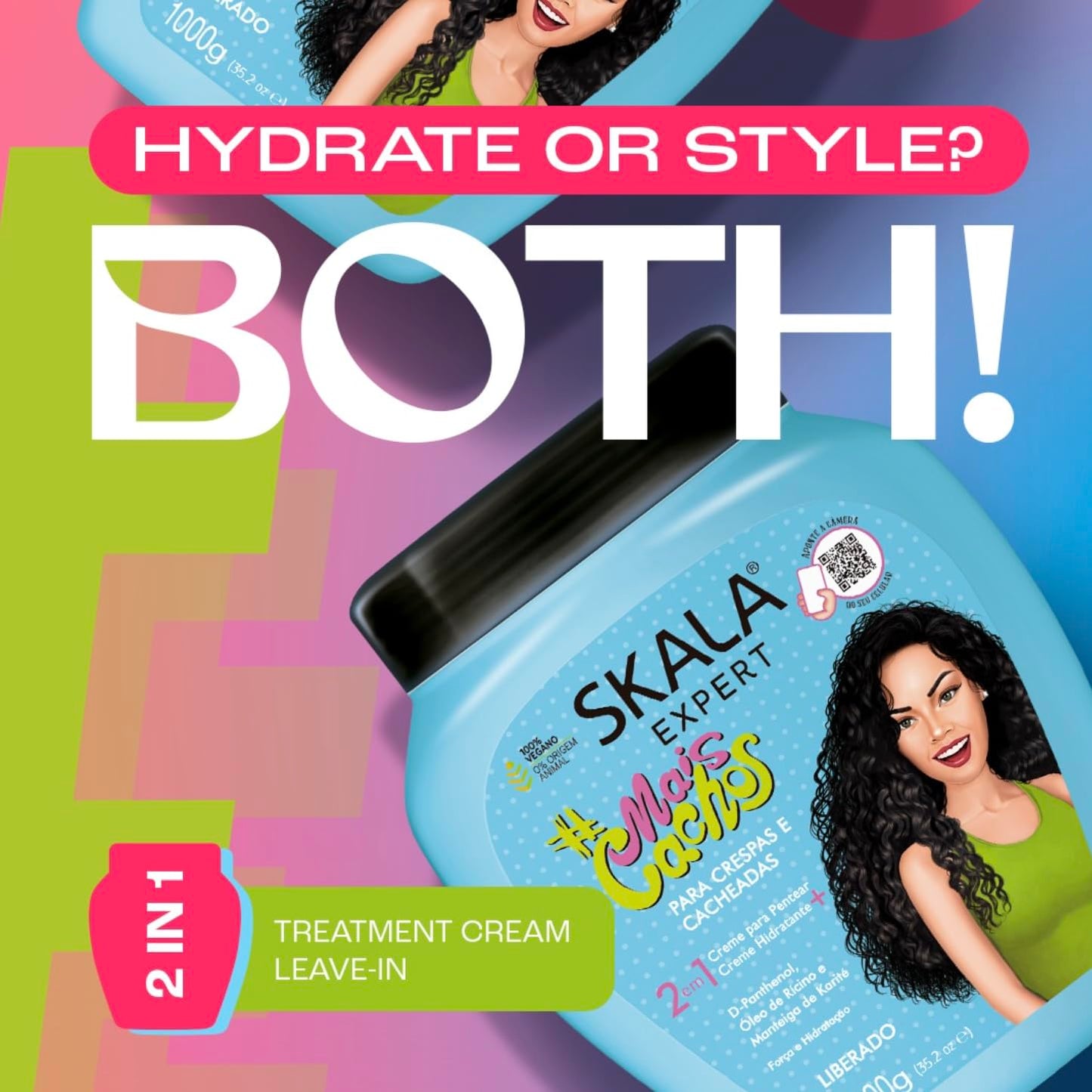 SKALA Mais Cachos for hair type 3ABC - 2 IN 1 Conditioning Treatment Cream & Cream To Comb 35.2oz