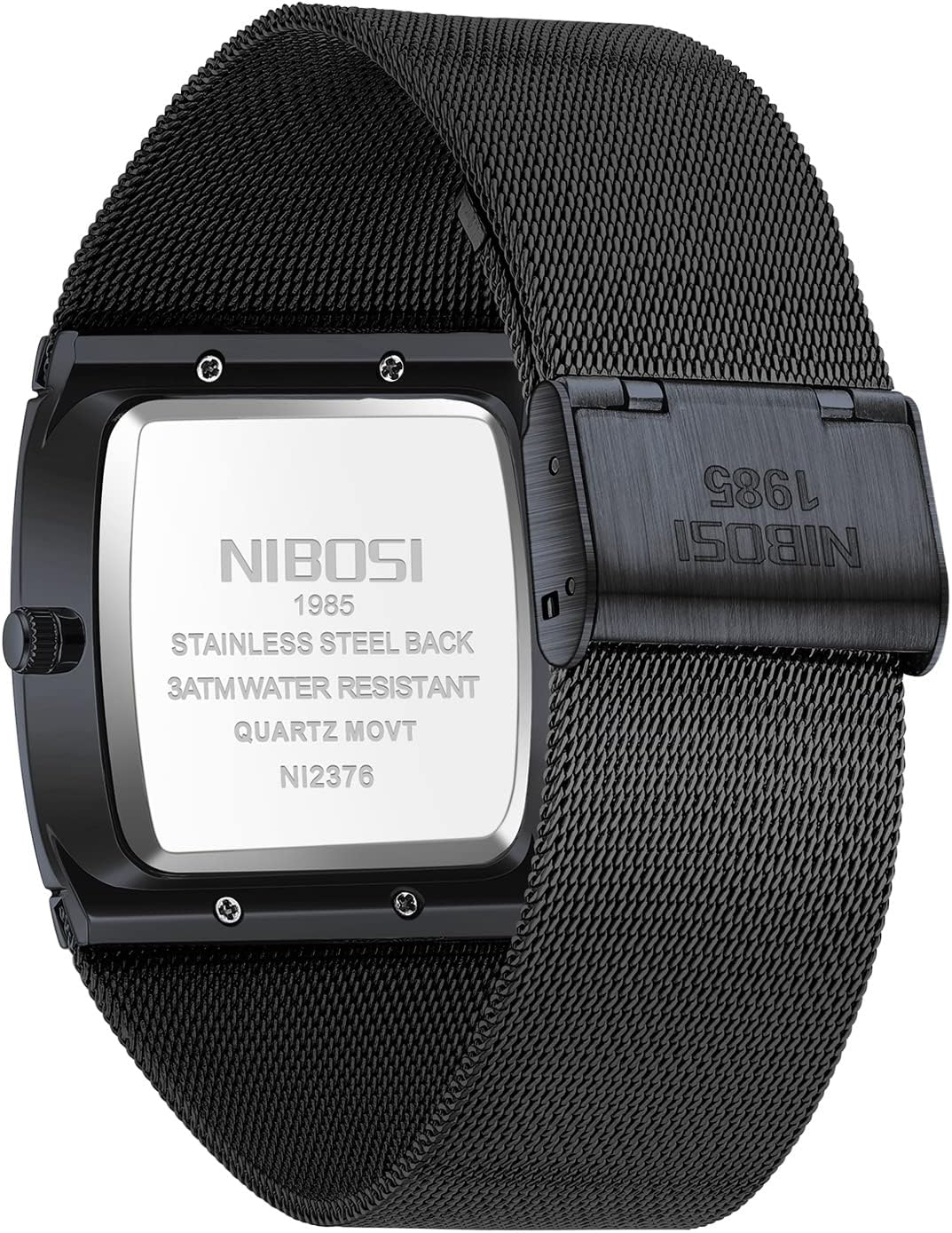NIBOSI Men Watches Business Square Military Waterproof Sport Analog Quartz Wrist Watch for Men with Stainless Steel Mesh Strap Date Calendar