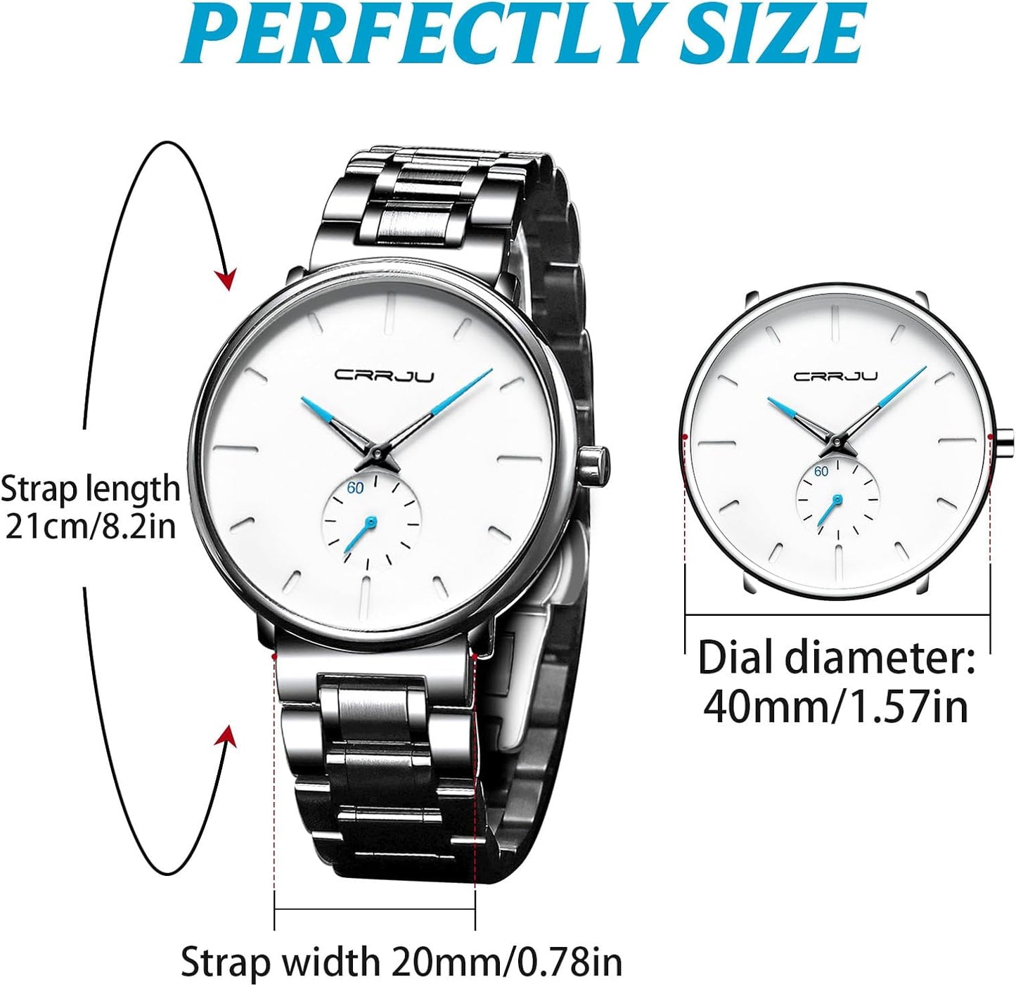Mens Watches Ultra-Thin Minimalist Waterproof-Fashion Wrist Watch for Men Unisex Dress with Stainless Steel Band-Black Hands