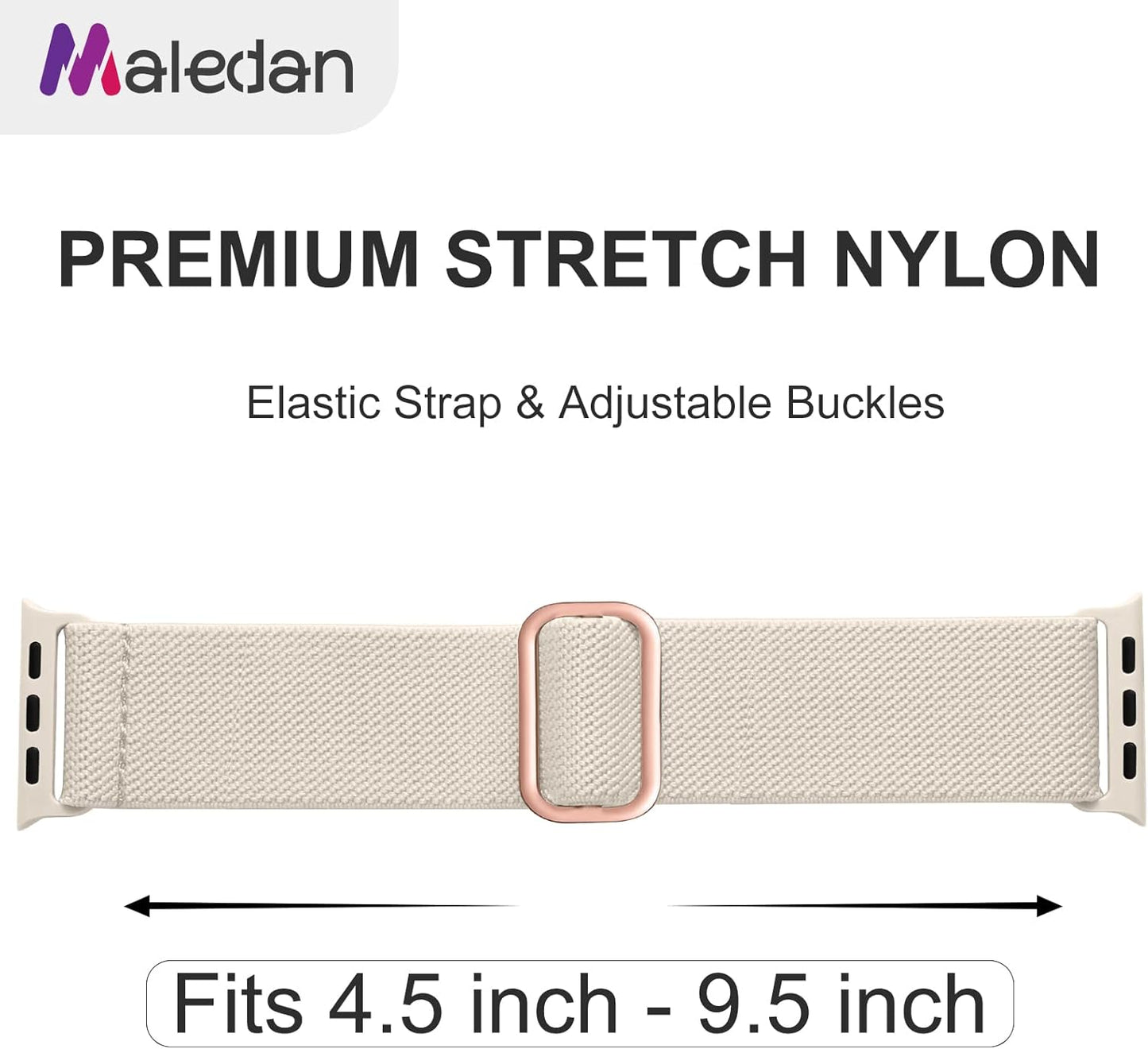 Maledan 10 Pack Stretchy Solo Loop Compatible with Apple Watch Band 40mm 38mm 41mm 42mm 44mm 45mm 46mm 49mm Women Men,Soft Nylon Elastic Strap Wristband for iWatch Series 10 9 8 7 6 5 4 3 2 1 SE Ultra