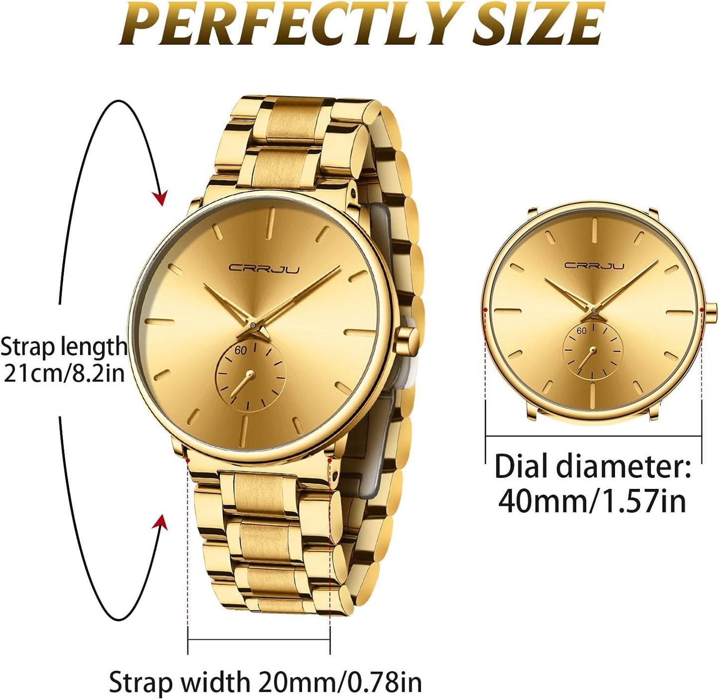 Mens Watches Ultra-Thin Minimalist Waterproof-Fashion Wrist Watch for Men Unisex Dress with Stainless Steel Band-Black Hands