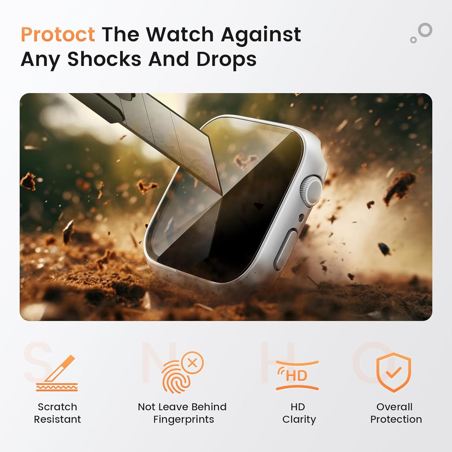 Goton Waterproof Privacy Case for Apple Watch Series 10 SE 9 8 7 6 5 4 Ultra 2 Ultra, Hard PC Bumper Tempered Glass Screen Protector for iWatch Cover Accessories, 46mm Matte Black