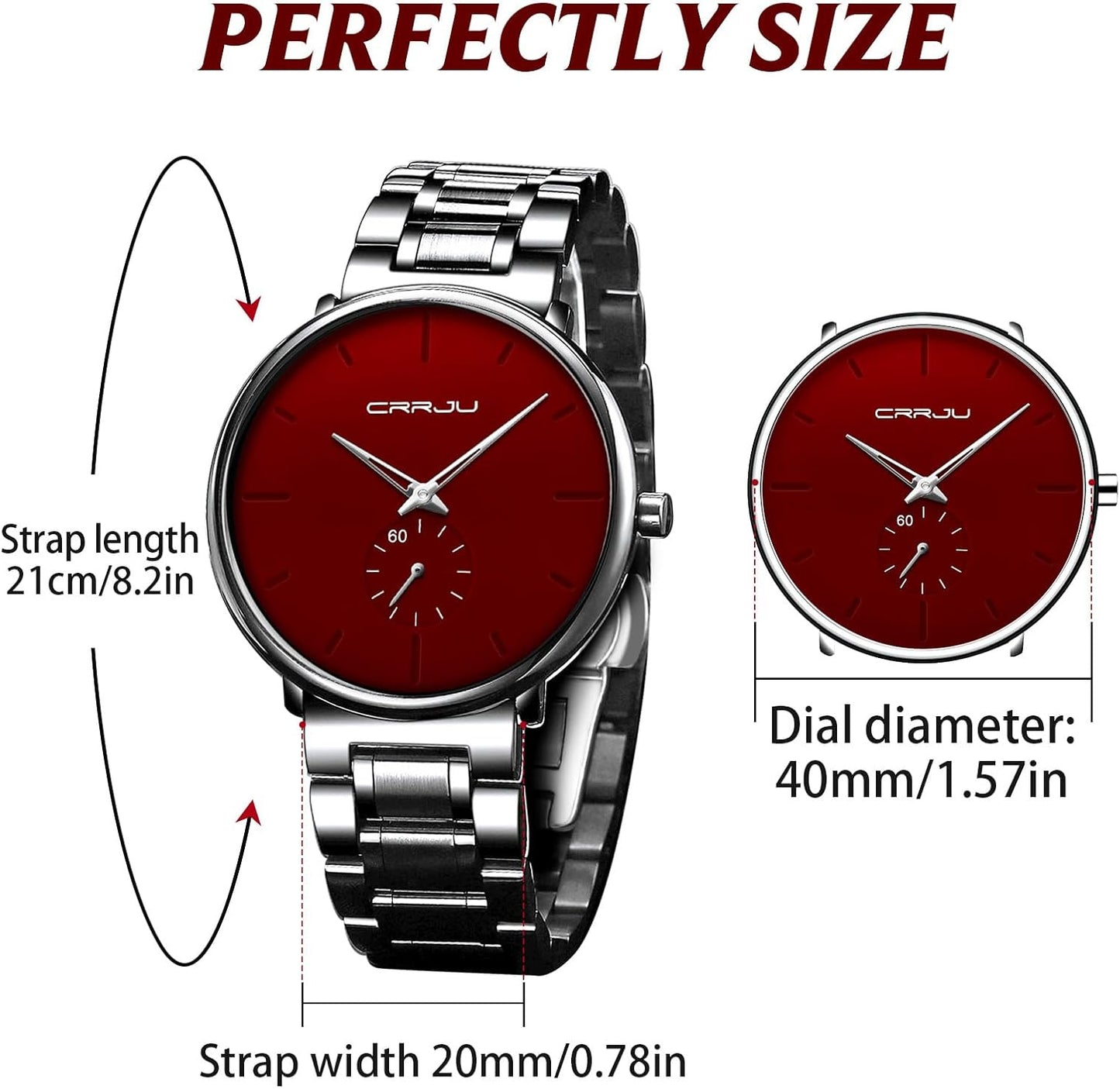 Mens Watches Ultra-Thin Minimalist Waterproof-Fashion Wrist Watch for Men Unisex Dress with Stainless Steel Band-Black Hands