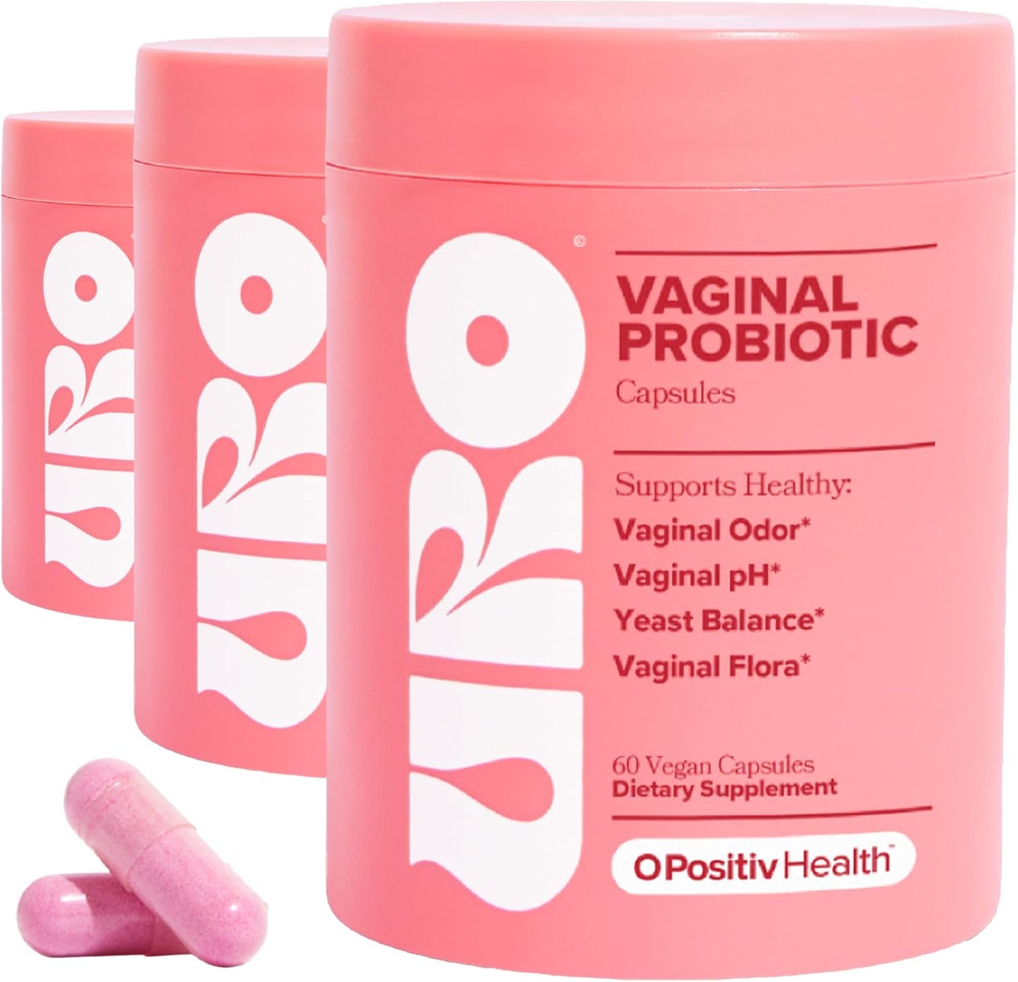 O Positiv URO Vaginal Probiotics for Women pH Balance with Prebiotics & Lactobacillus Probiotic Blend - Vaginal Health Supplement - Promote Healthy Vaginal Odor & Vaginal Flora, 60 Count (Pack of 1)
