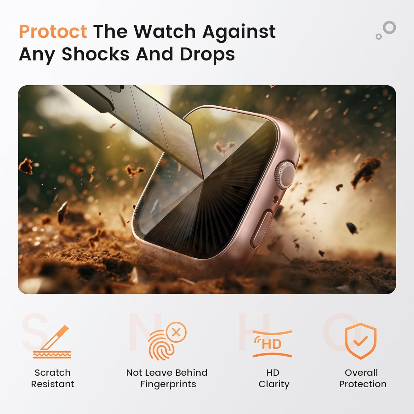 Goton Waterproof Privacy Case for Apple Watch Series 10 SE 9 8 7 6 5 4 Ultra 2 Ultra, Hard PC Bumper Tempered Glass Screen Protector for iWatch Cover Accessories, 46mm Matte Black