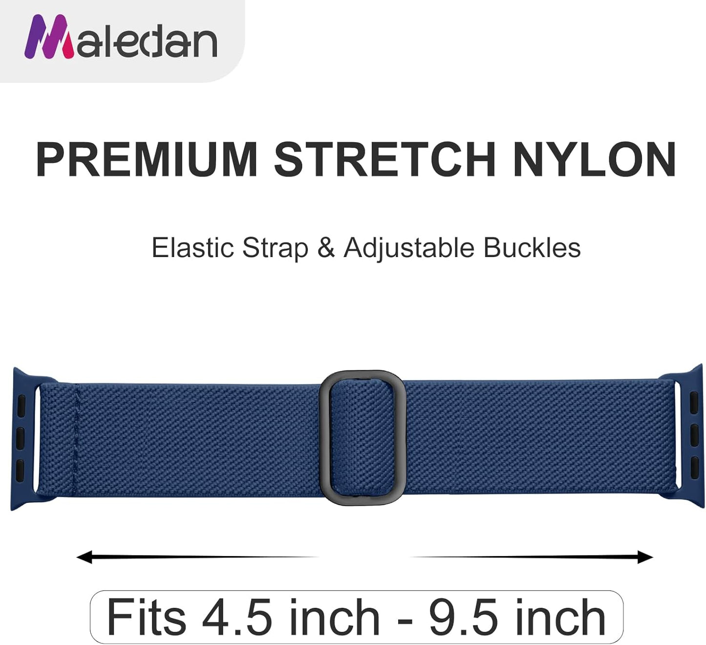 Maledan 10 Pack Stretchy Solo Loop Compatible with Apple Watch Band 40mm 38mm 41mm 42mm 44mm 45mm 46mm 49mm Women Men,Soft Nylon Elastic Strap Wristband for iWatch Series 10 9 8 7 6 5 4 3 2 1 SE Ultra