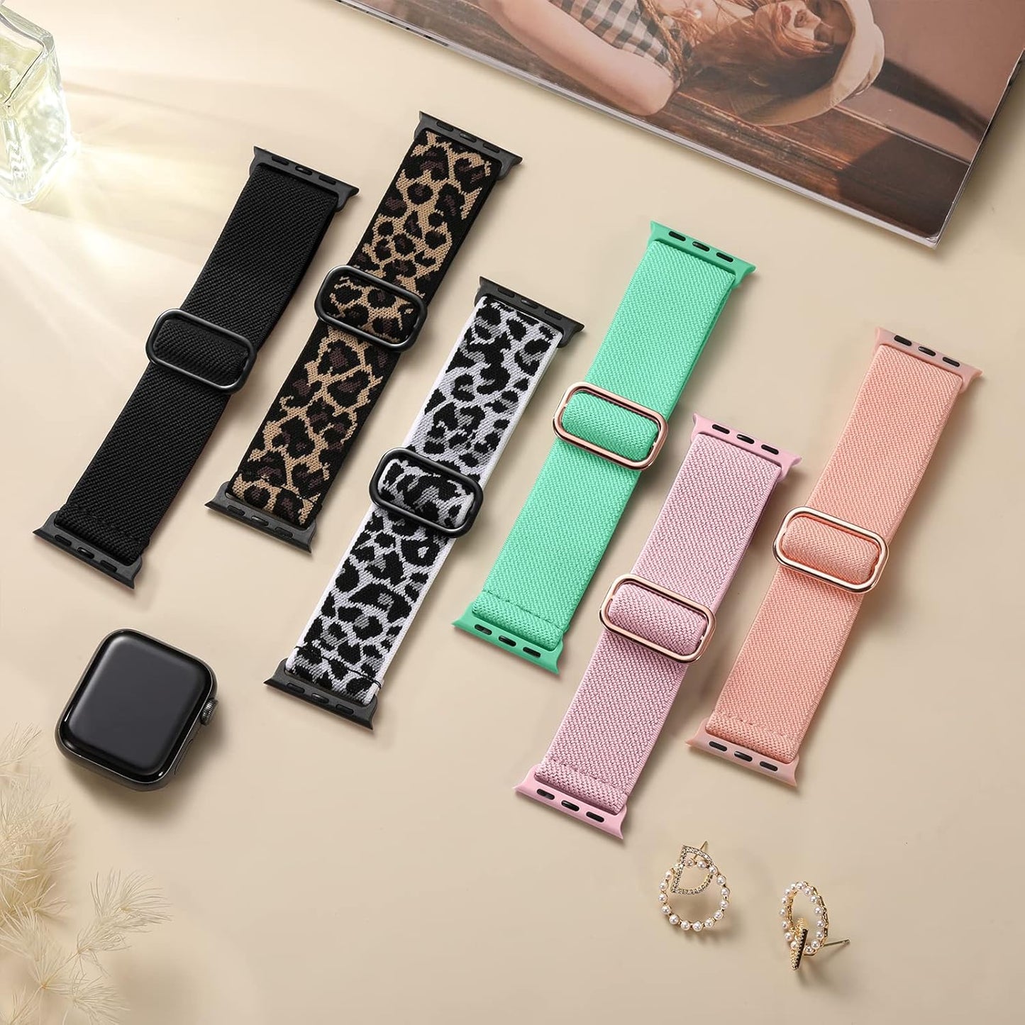 Maledan 10 Pack Stretchy Solo Loop Compatible with Apple Watch Band 40mm 38mm 41mm 42mm 44mm 45mm 46mm 49mm Women Men,Soft Nylon Elastic Strap Wristband for iWatch Series 10 9 8 7 6 5 4 3 2 1 SE Ultra