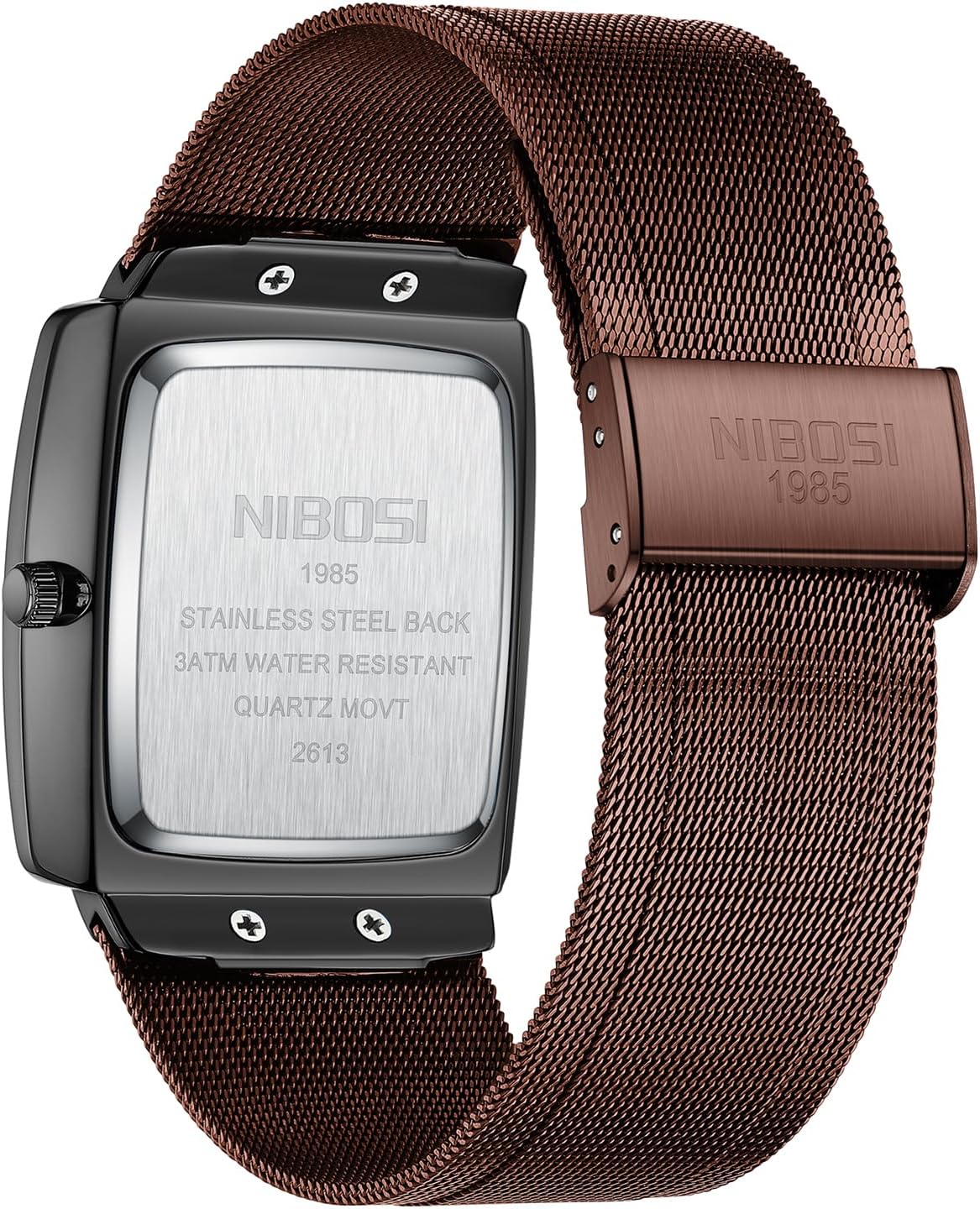 NIBOSI Men Watches Business Square Military Waterproof Sport Analog Quartz Wrist Watch for Men with Stainless Steel Mesh Strap Date Calendar