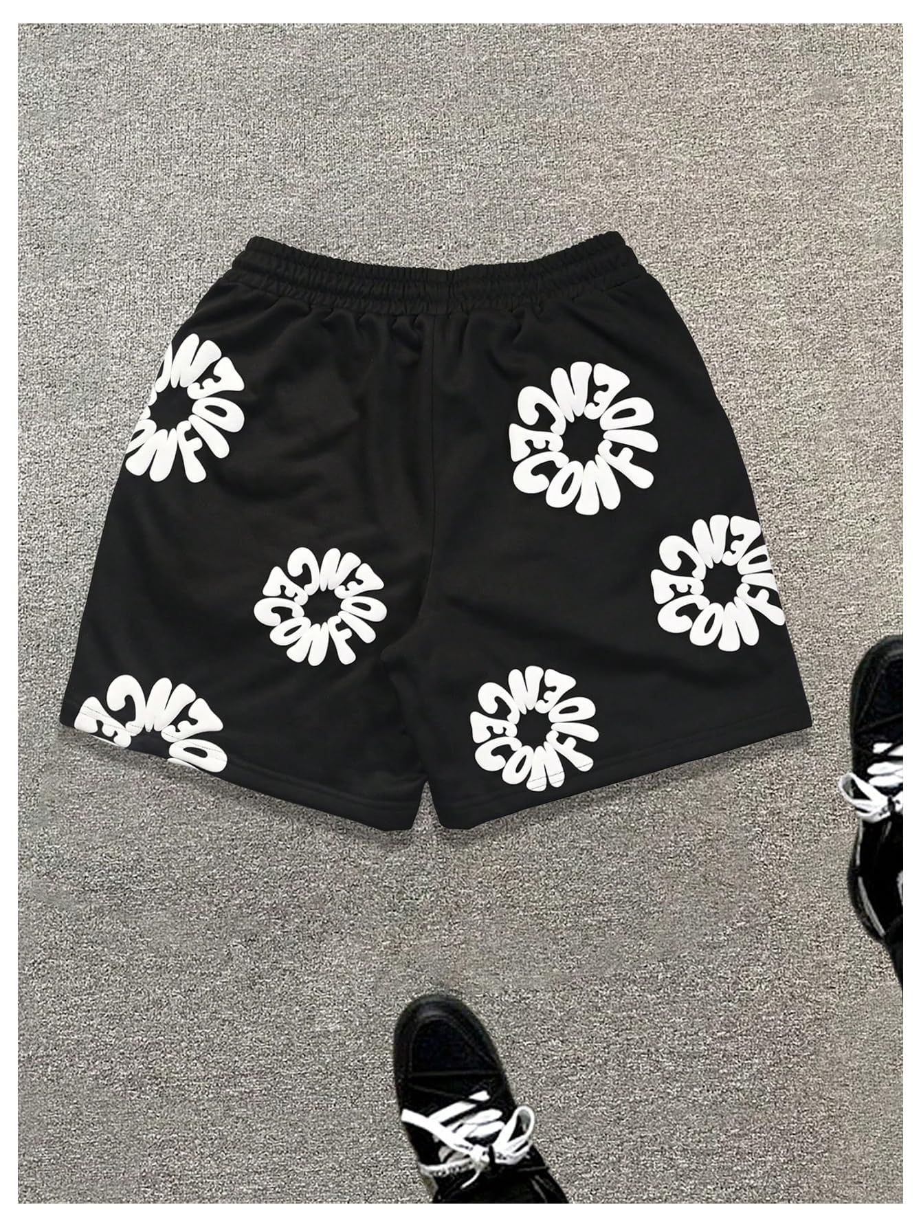 GORGLITTER Men's Letter Graphic Track Shorts Drawstring Waist Summer Workout Shorts Streetwear