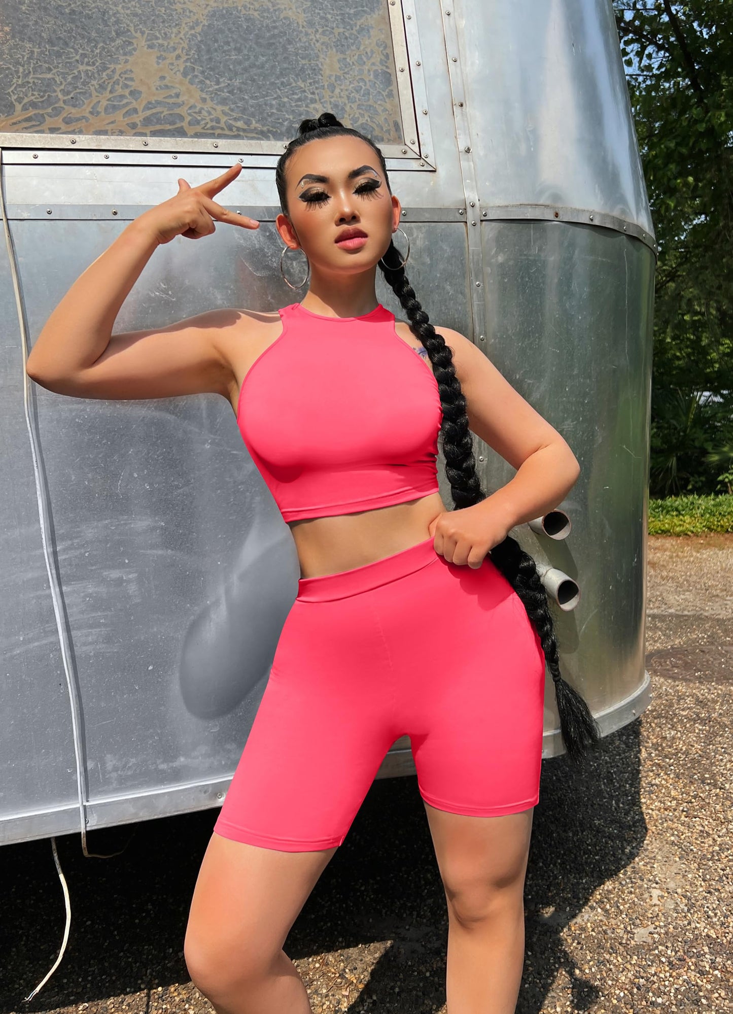 GOBLES Women's Sexy 2 Piece Outfits Sleeveless Crop Top With Shorts Jumpsuits
