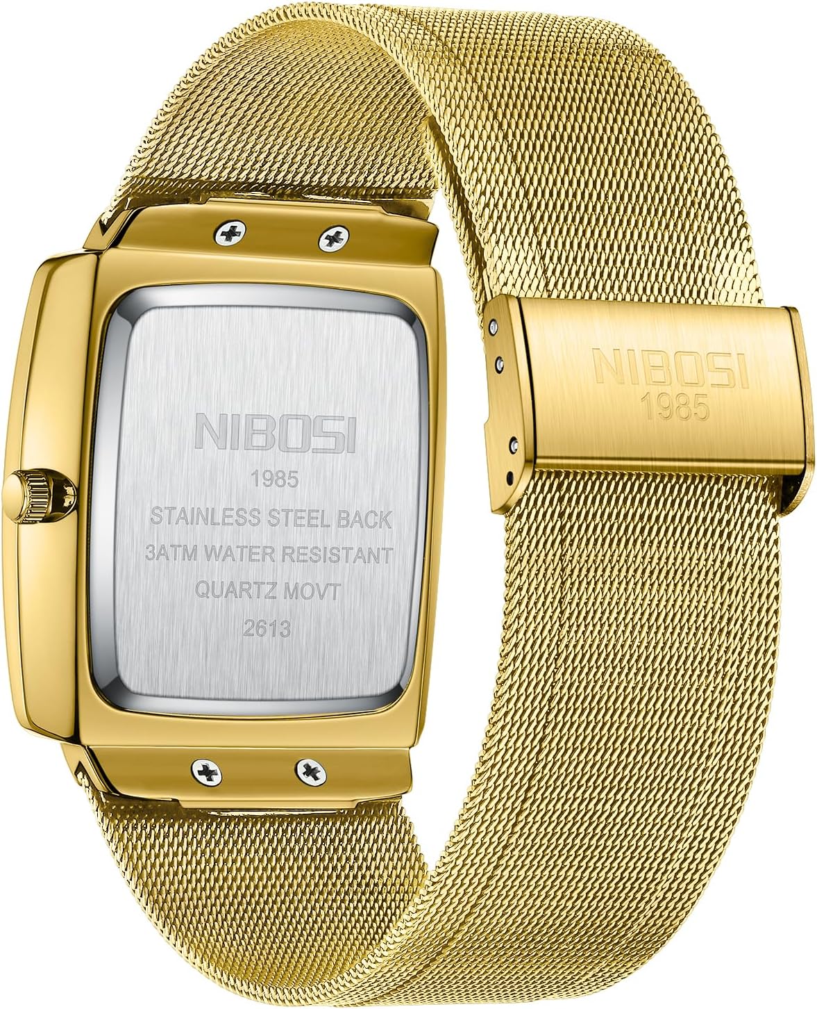 NIBOSI Men Watches Business Square Military Waterproof Sport Analog Quartz Wrist Watch for Men with Stainless Steel Mesh Strap Date Calendar