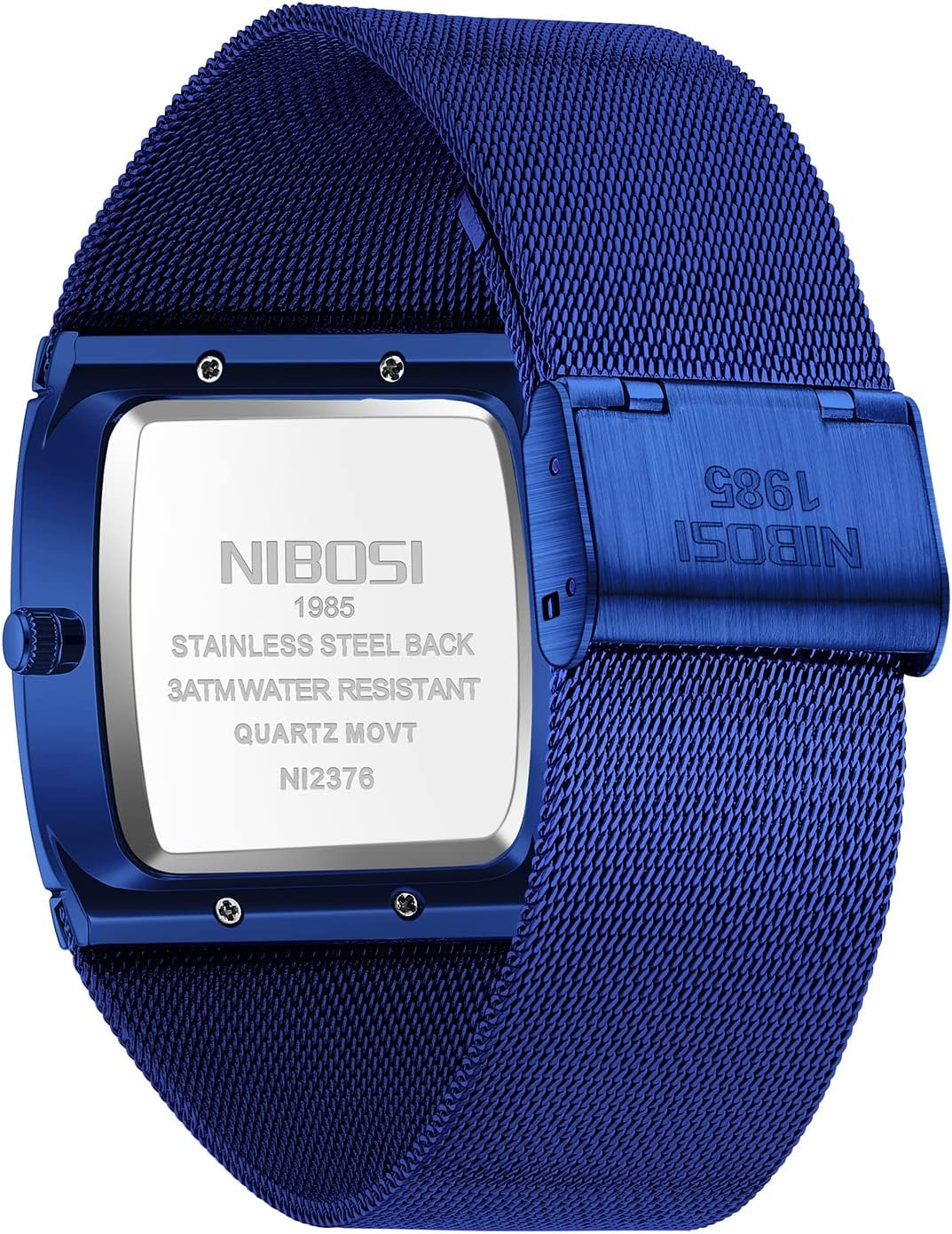NIBOSI Men Watches Business Square Military Waterproof Sport Analog Quartz Wrist Watch for Men with Stainless Steel Mesh Strap Date Calendar