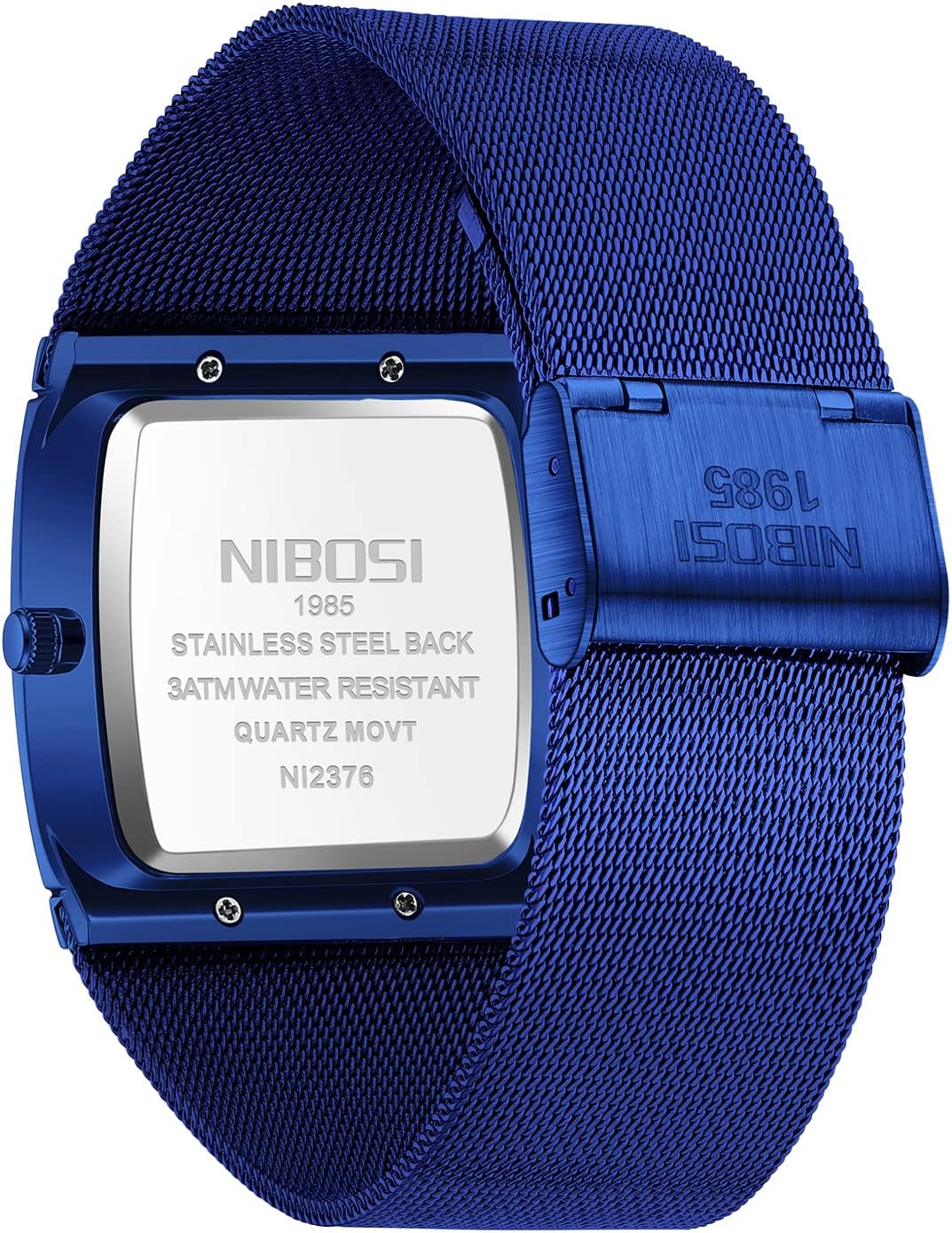NIBOSI Men Watches Business Square Military Waterproof Sport Analog Quartz Wrist Watch for Men with Stainless Steel Mesh Strap Date Calendar