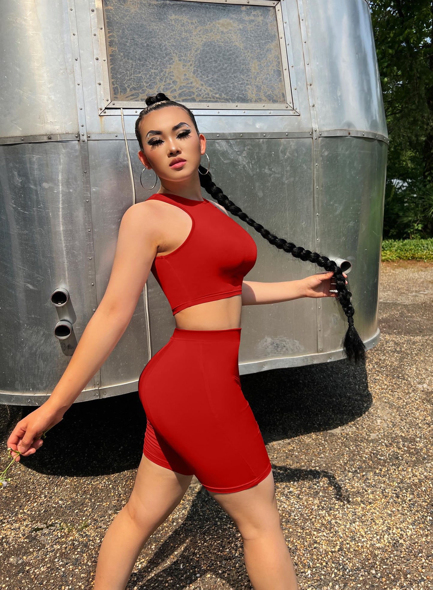 GOBLES Women's Sexy 2 Piece Outfits Sleeveless Crop Top With Shorts Jumpsuits